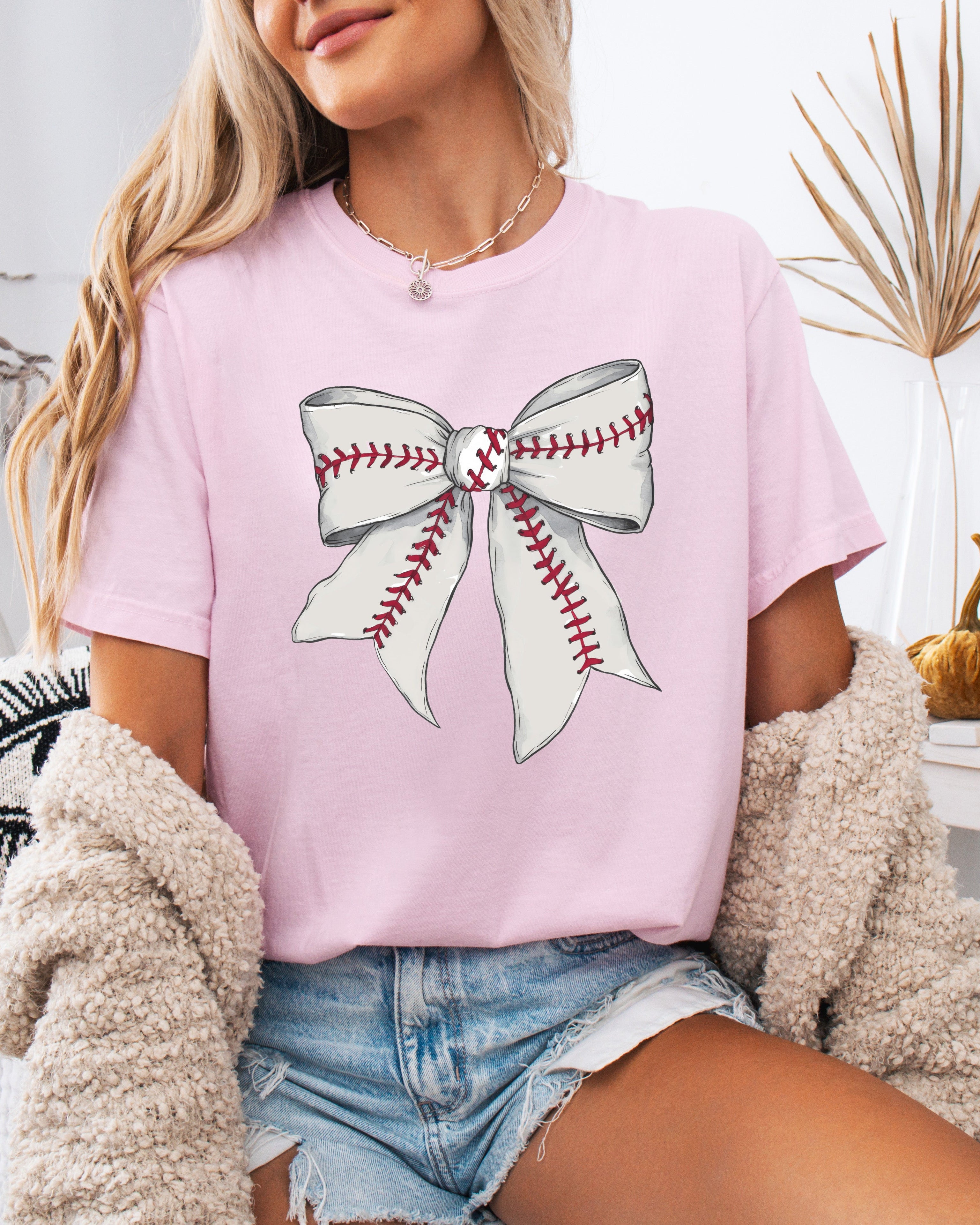 Baseball Lover Mom Game Day Comfort Colors Graphic Tees (Ribbon)
