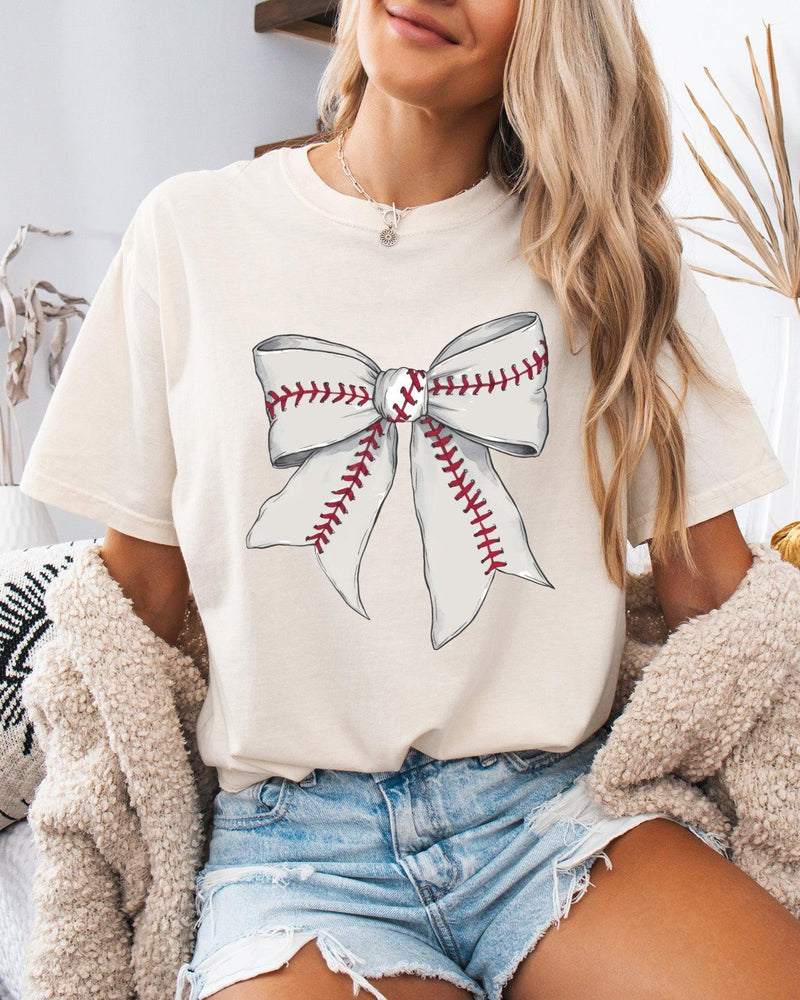 Baseball Lover Mom Game Day Comfort Colors Graphic Tees (Ribbon)