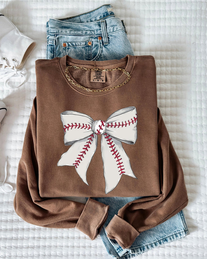 Baseball Sports Mom Ribbon Garment Dyed Comfort Colors Sweatshirt