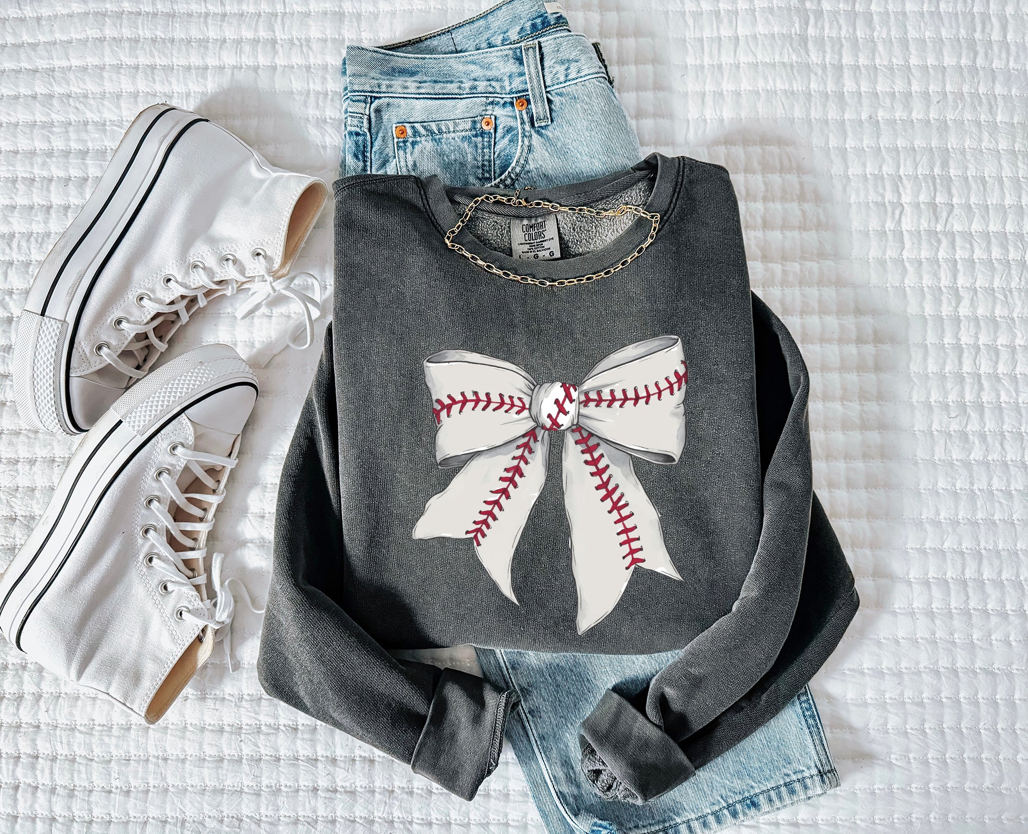 Baseball Sports Mom Ribbon Garment Dyed Comfort Colors Sweatshirt