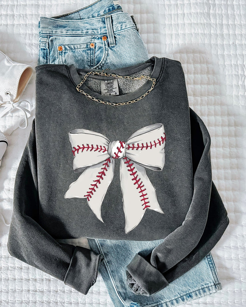 Baseball Sports Mom Ribbon Garment Dyed Comfort Colors Sweatshirt