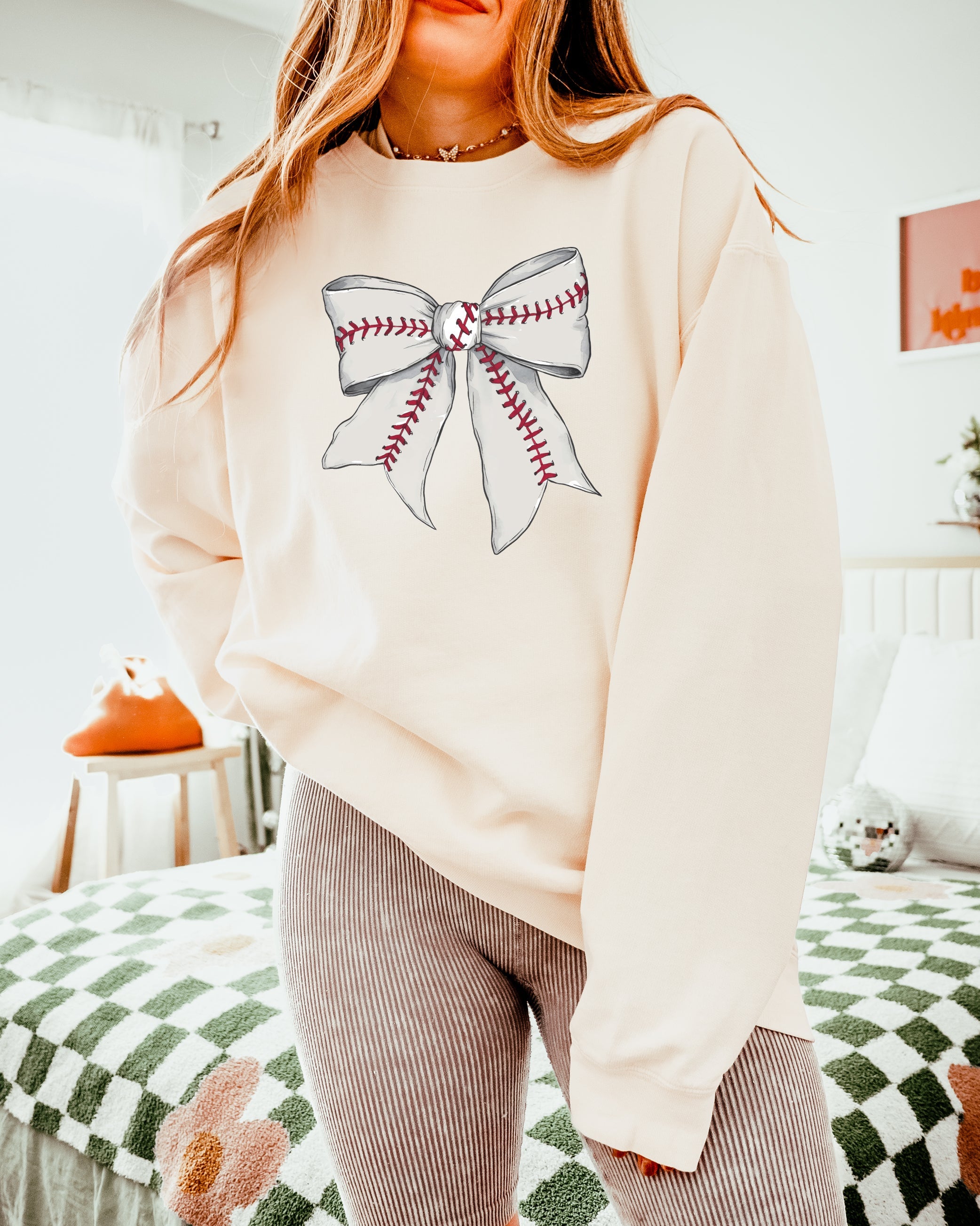 Baseball Sports Mom Ribbon Garment Dyed Comfort Colors Sweatshirt