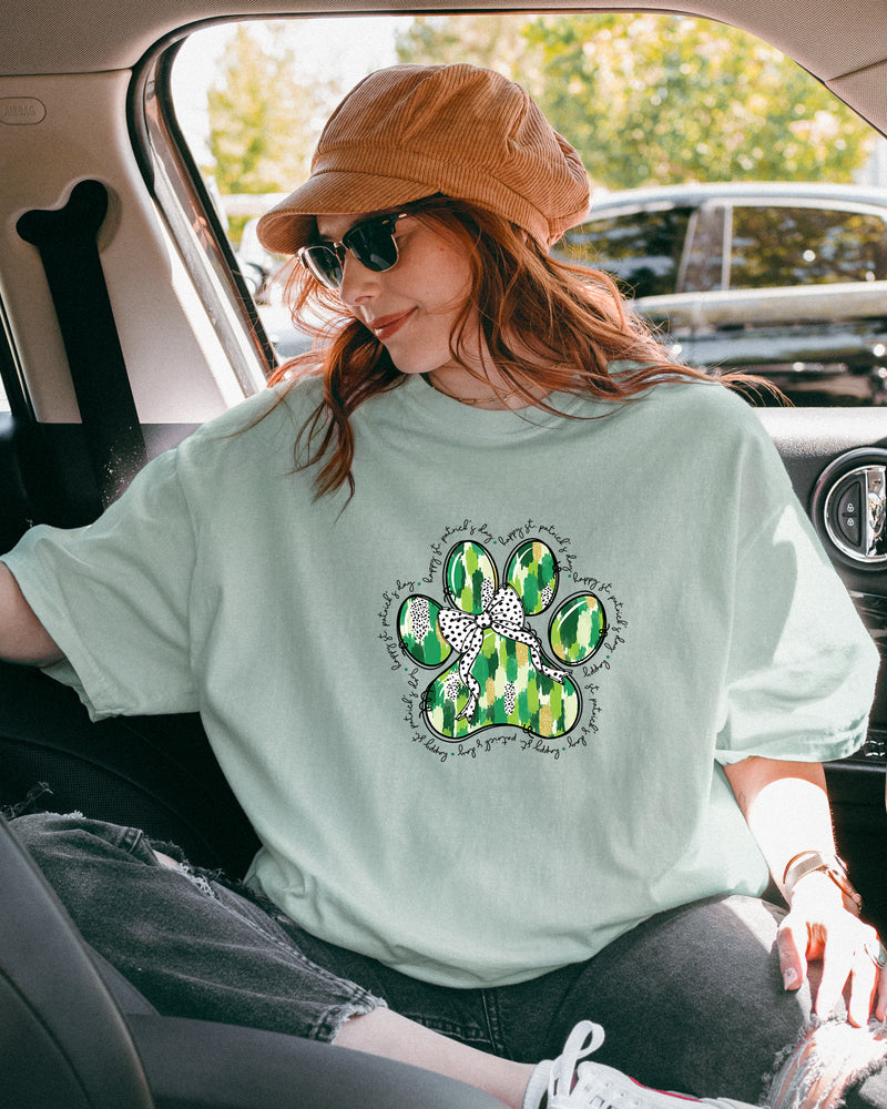Dog Paw Saint Patrick Shamrock Clover Comfort Colors T Shirt