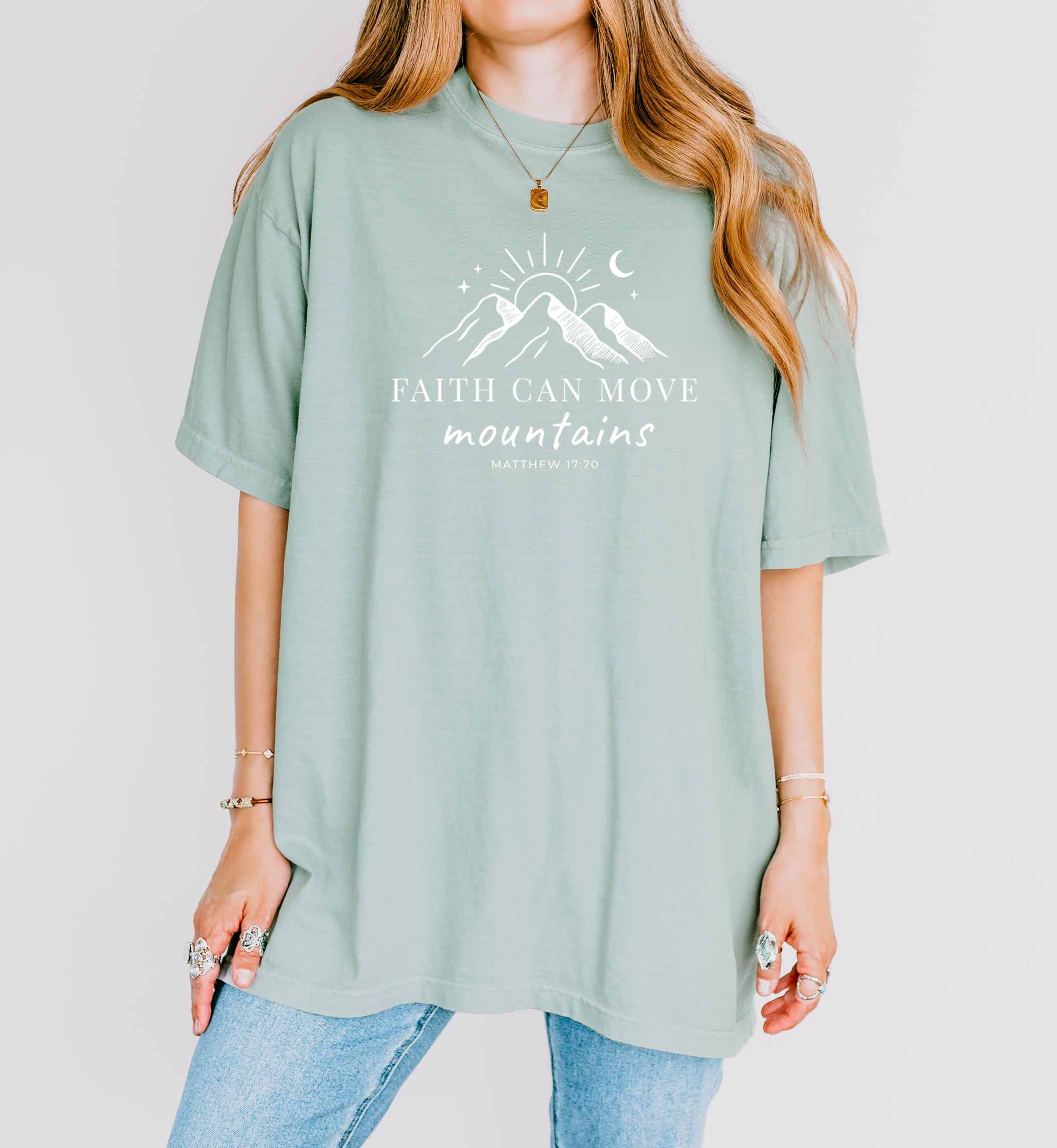 Faith can move mountains Comfort Colors Garment Dyed T Shirt (New)