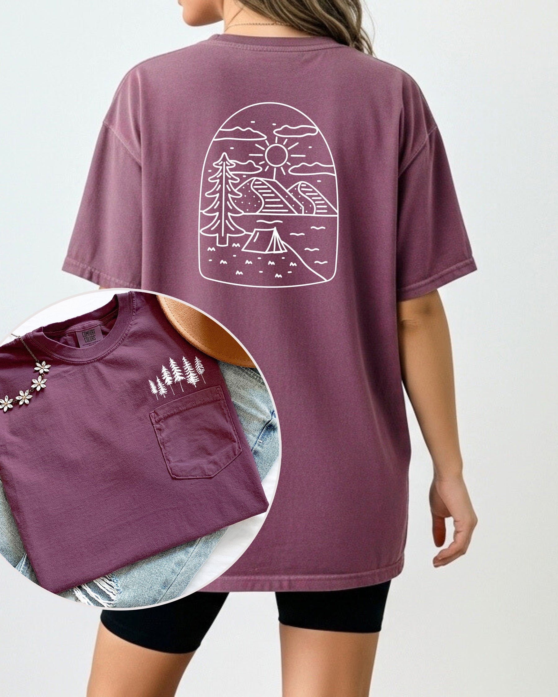 Camping Nature 100% cotton Comfort Colors Pocket T-Shirt – Outdoor Graphic Tee