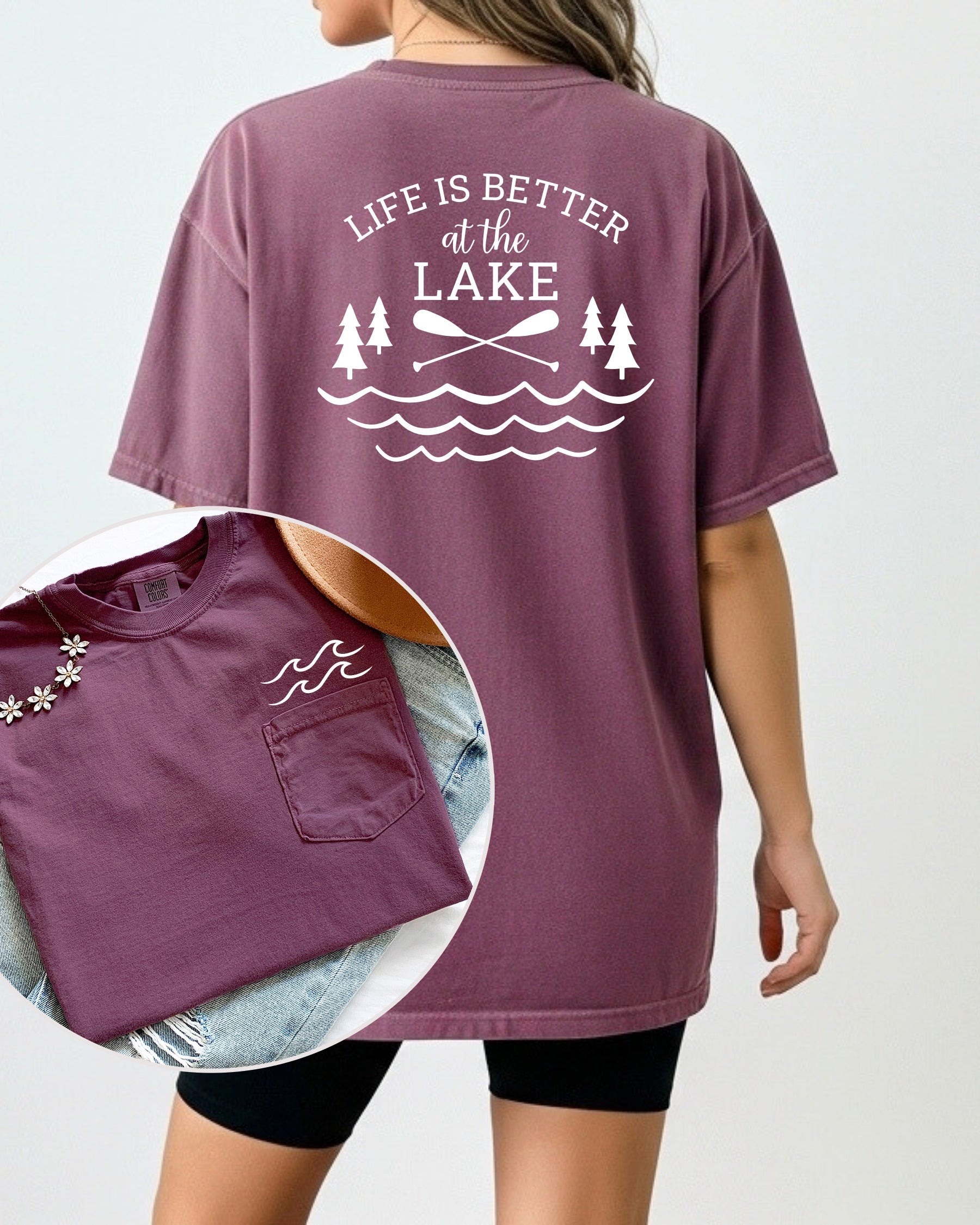 Life is better at the Lake Comfort Colors Pocket T-Shirt – Nature Camping Outdoor Graphic Tee