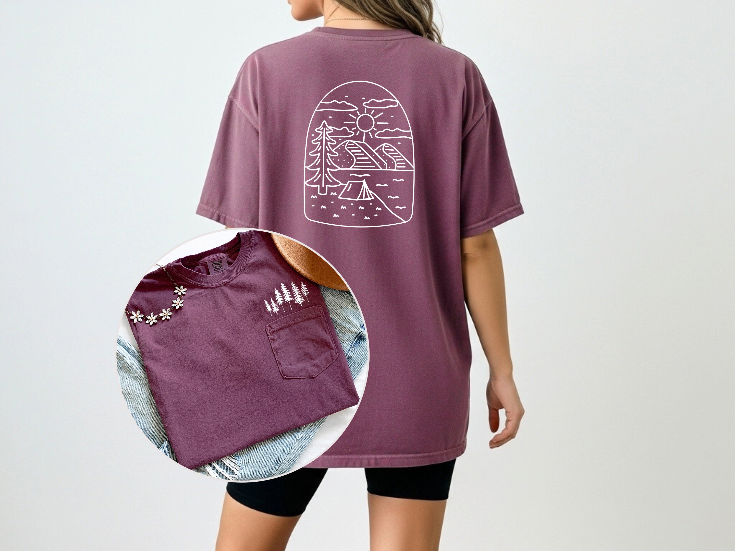 Camping Nature 100% cotton Comfort Colors Pocket T-Shirt – Outdoor Graphic Tee