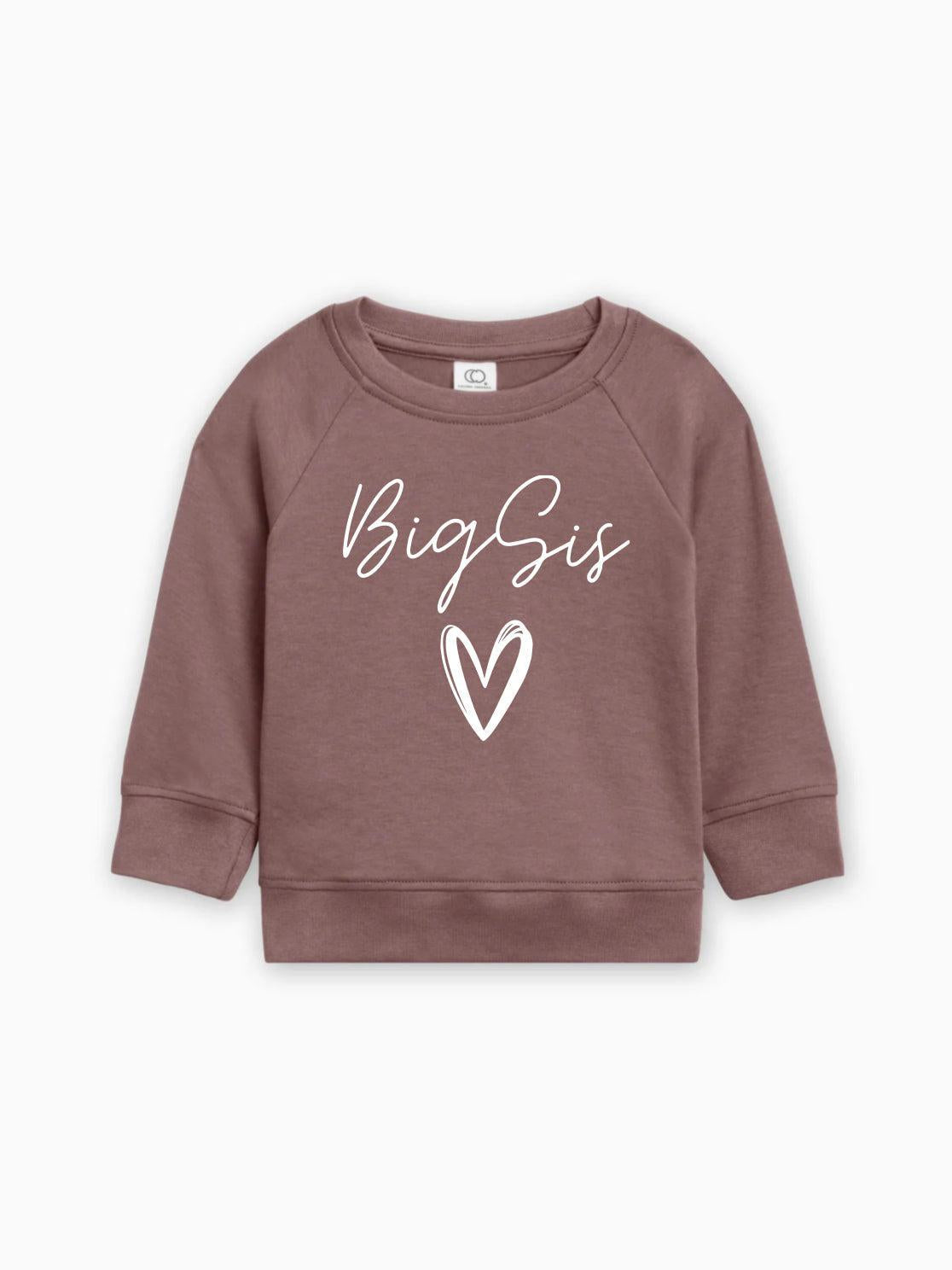 Big Sis Heart Organic cotton Pullover(Cursive)