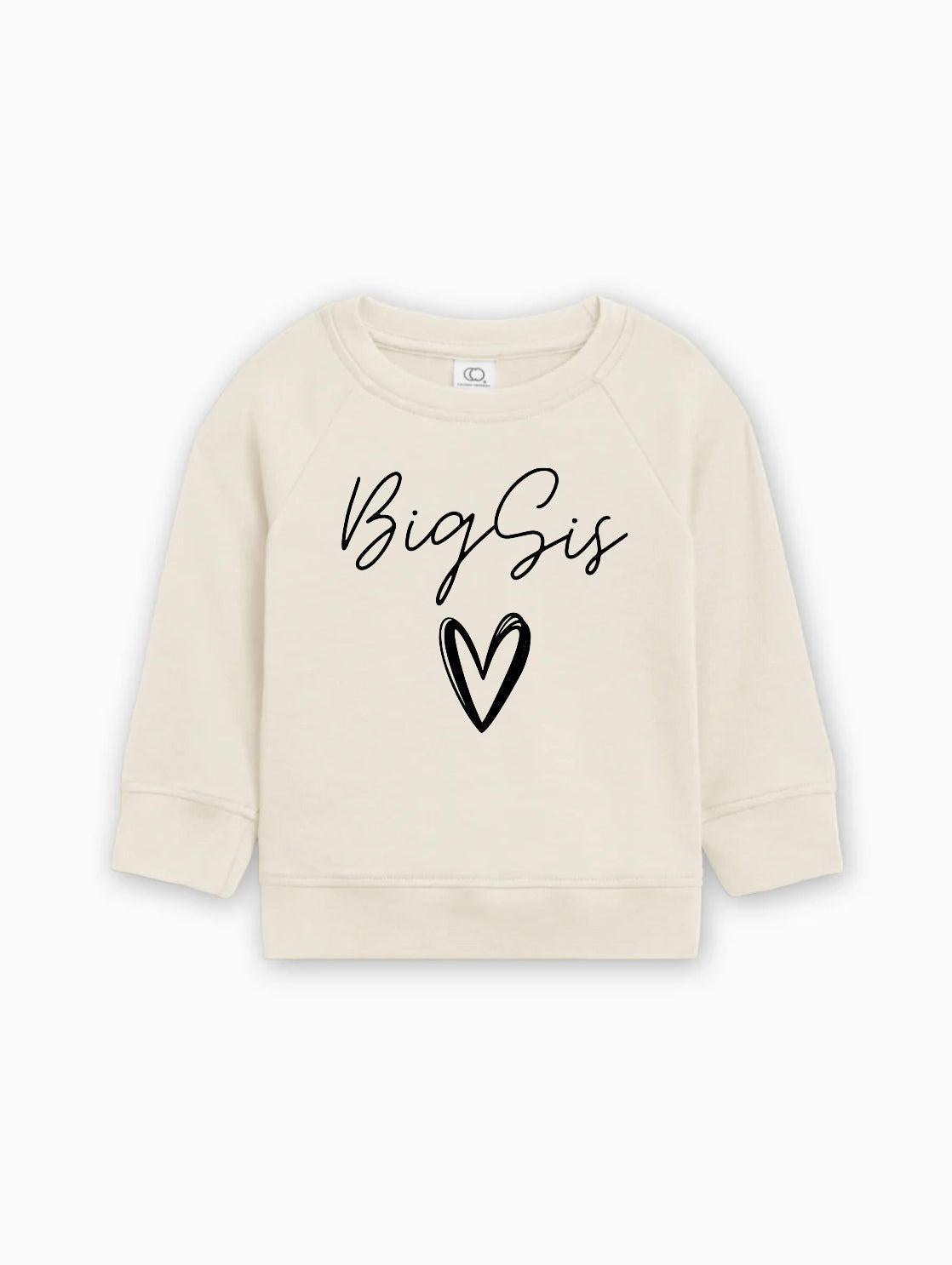 Big Sis Heart Organic cotton Pullover(Cursive)