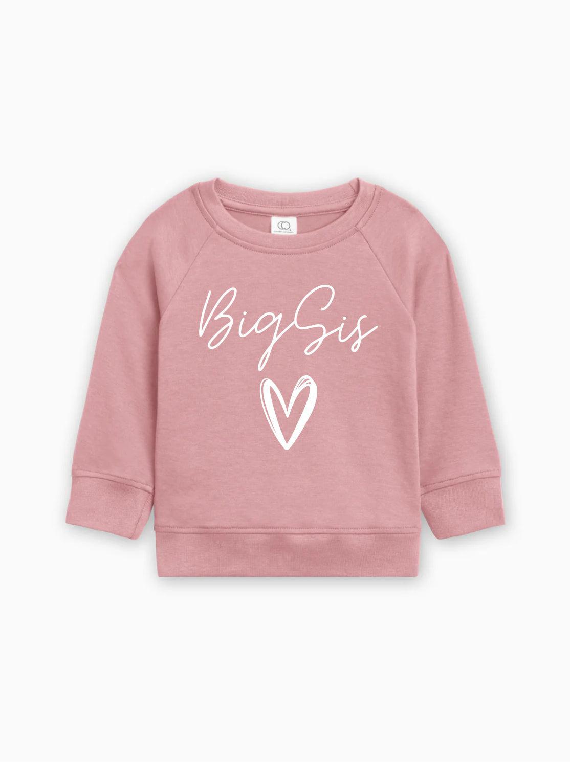 Big Sis Heart Organic cotton Pullover(Cursive)