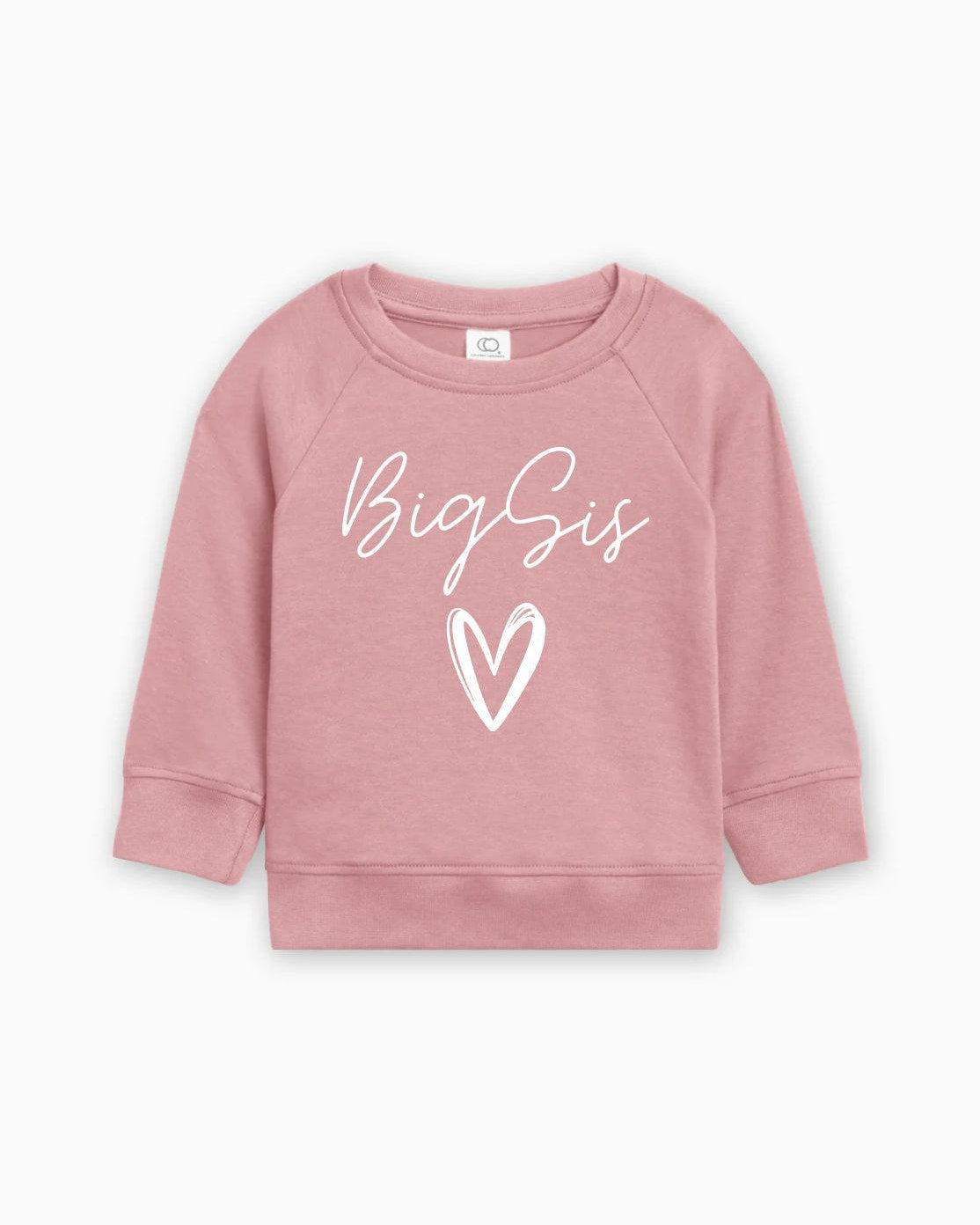 Big Sis Heart Organic cotton Pullover(Cursive)