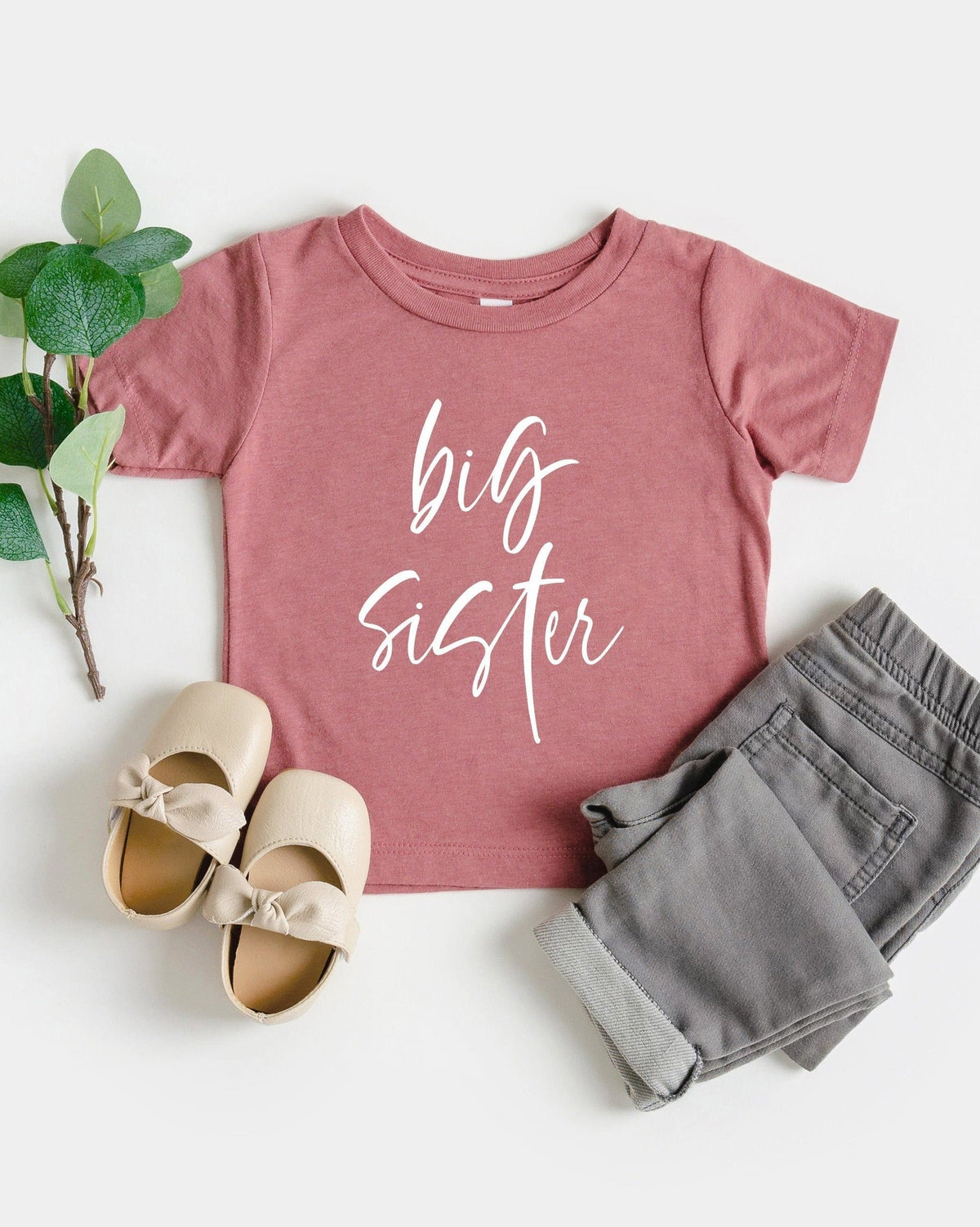 Big Sister Baby And Toddler Big sis Pregnancy Announcement T Shirt (Cursive 2)