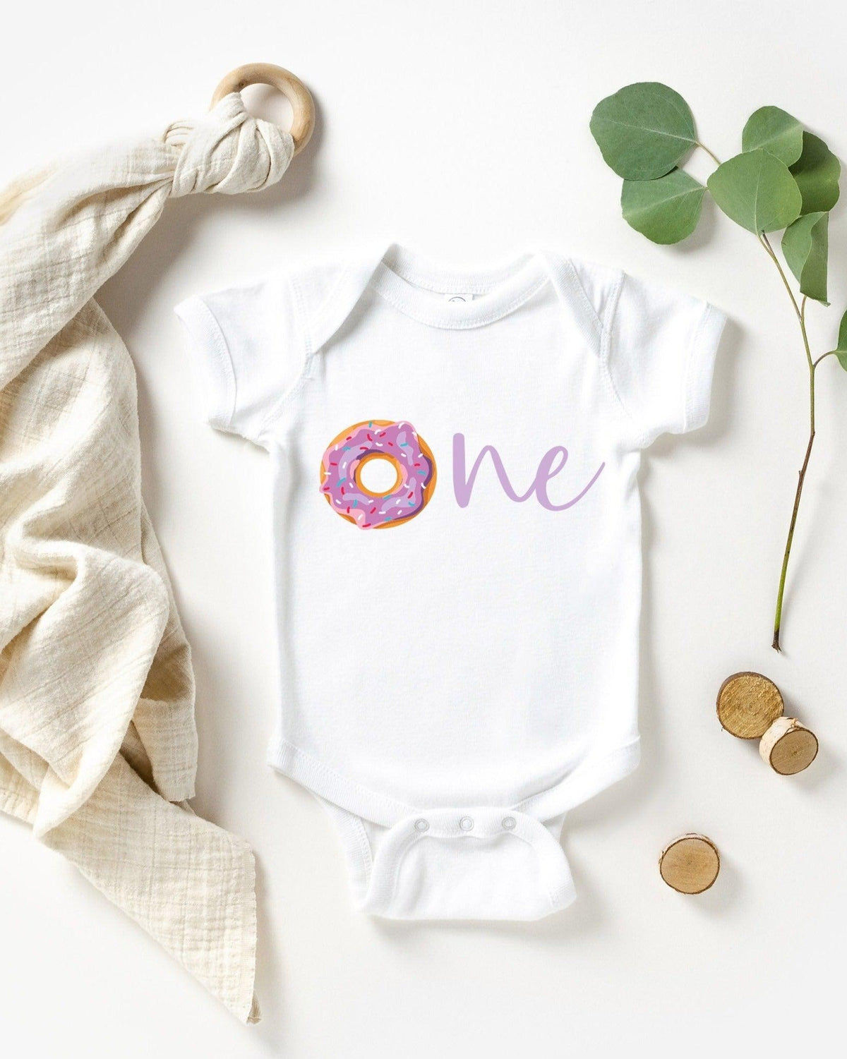 Birthday Girl One donut first birthday Bodysuit Organic Cotton