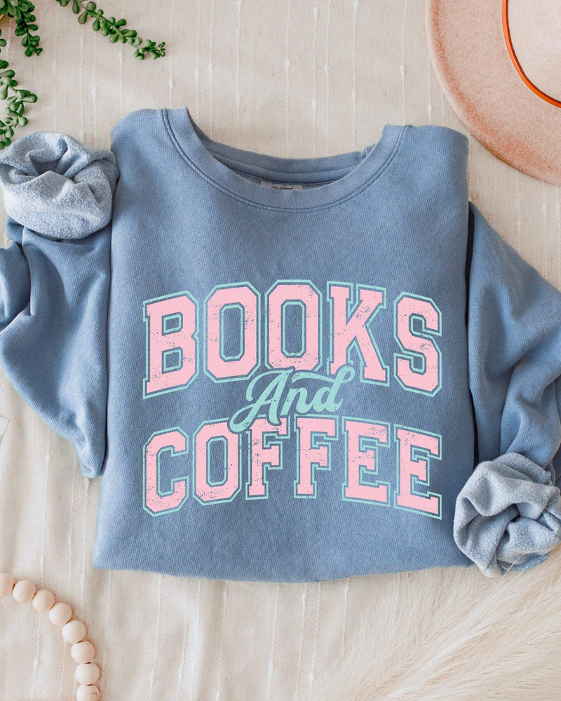 Books and Coffee Garment Dyed Comfort Colors Sweatshirt
