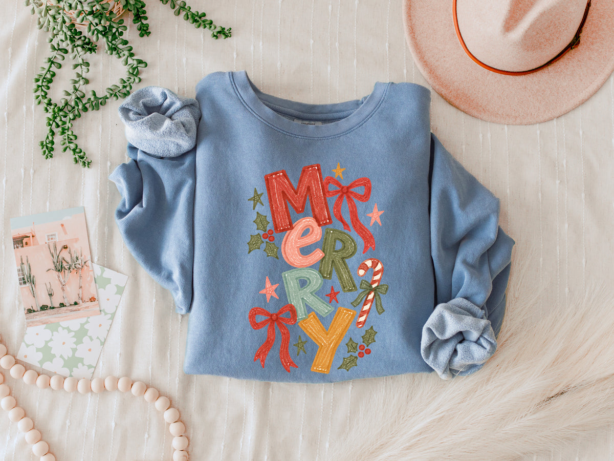 Merry Christmas Season Comfort Colors Sweatshirt