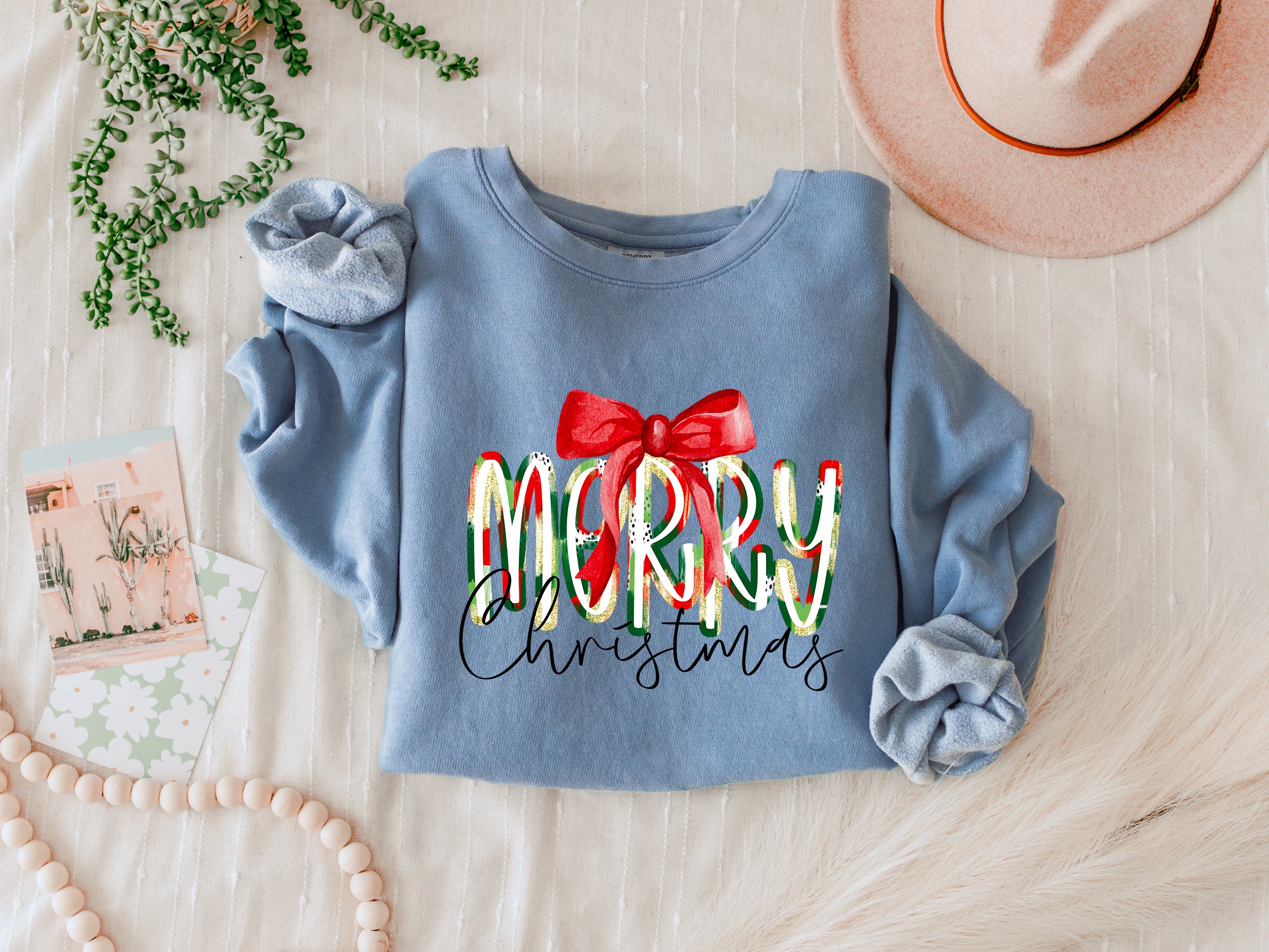 Merry Christmas Winter Holiday Fall Autumn Inspirational Garment Dyed Comfort Colors Sweatshirt