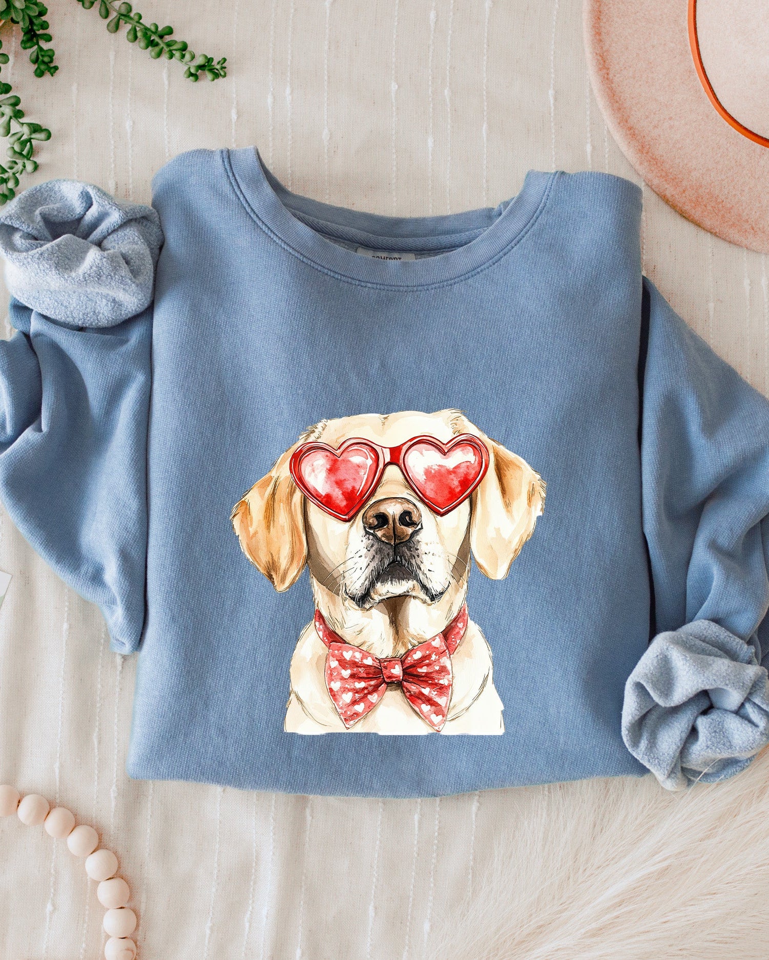 Yellow Labrador Retriever Valentine's day Dog Mom Garment Dyed Comfort Colors Sweatshirt