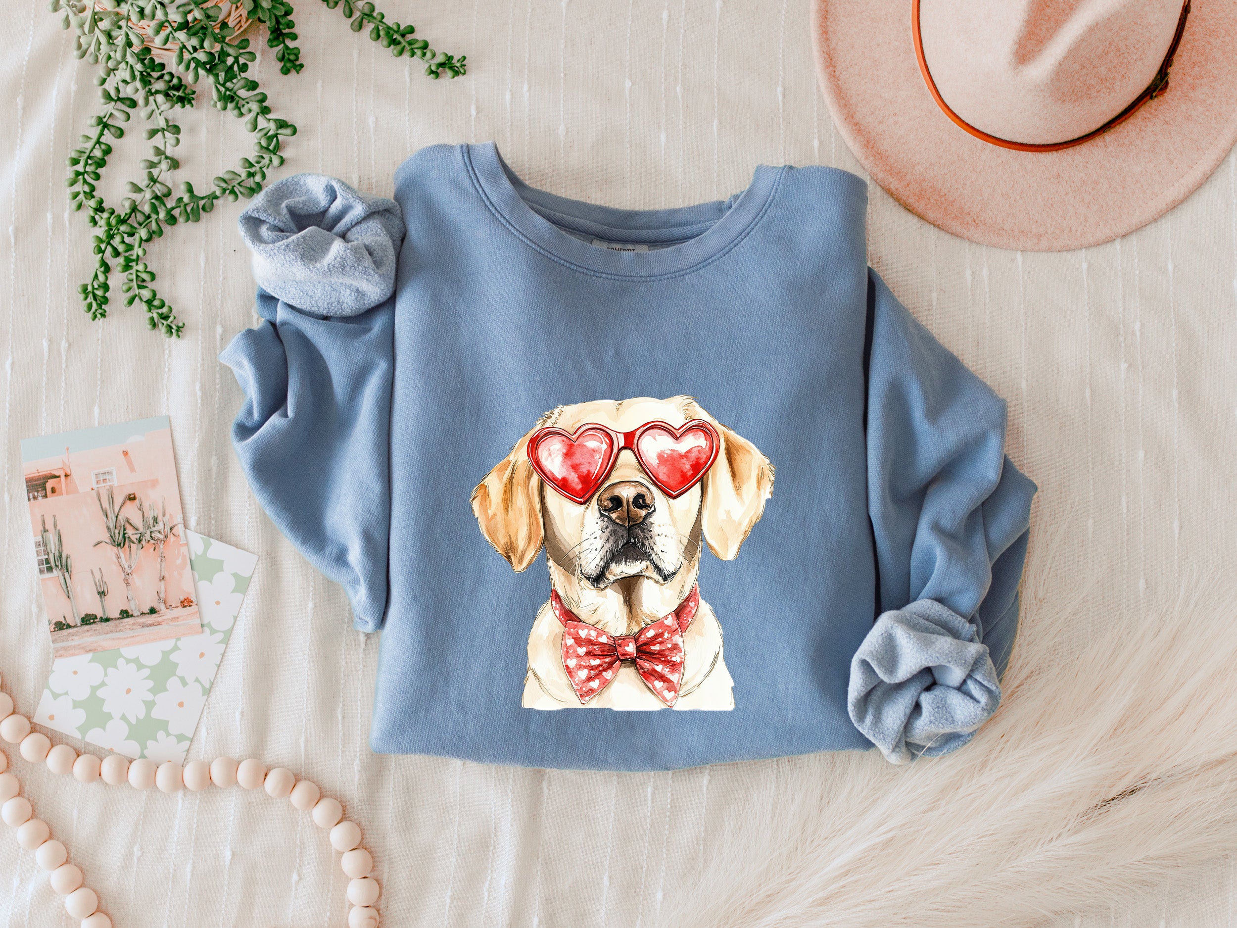 Yellow Labrador Retriever Valentine's day Dog Mom Garment Dyed Comfort Colors Sweatshirt