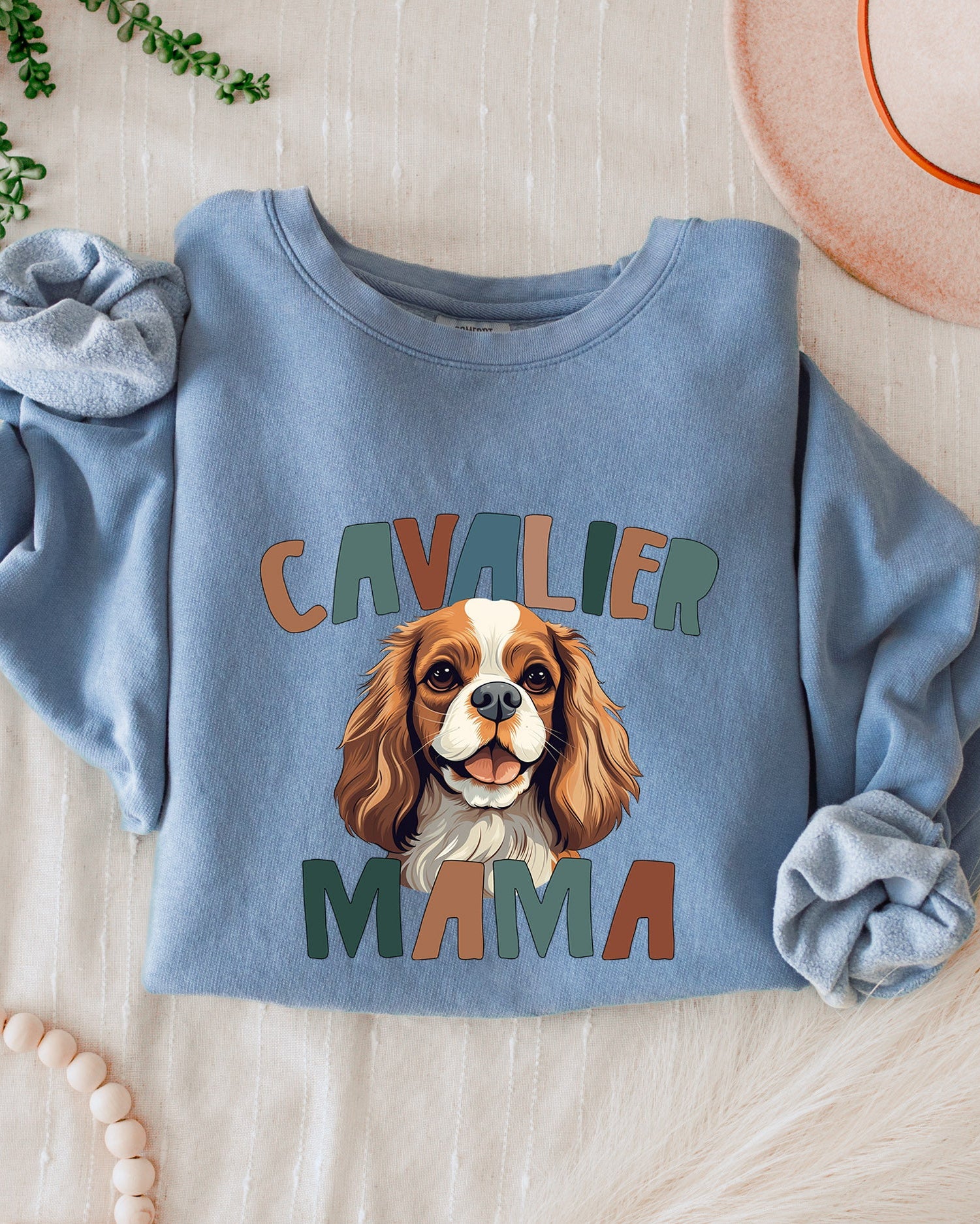 Cavalier King Charles Spaniel Dog Mom Garment Dyed Comfort Colors Sweatshirt (Color)