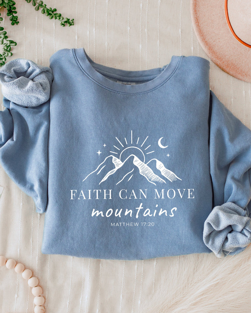 Faith Can Move Mountains Christian Garment Dyed Comfort Colors Sweatshirt (3)