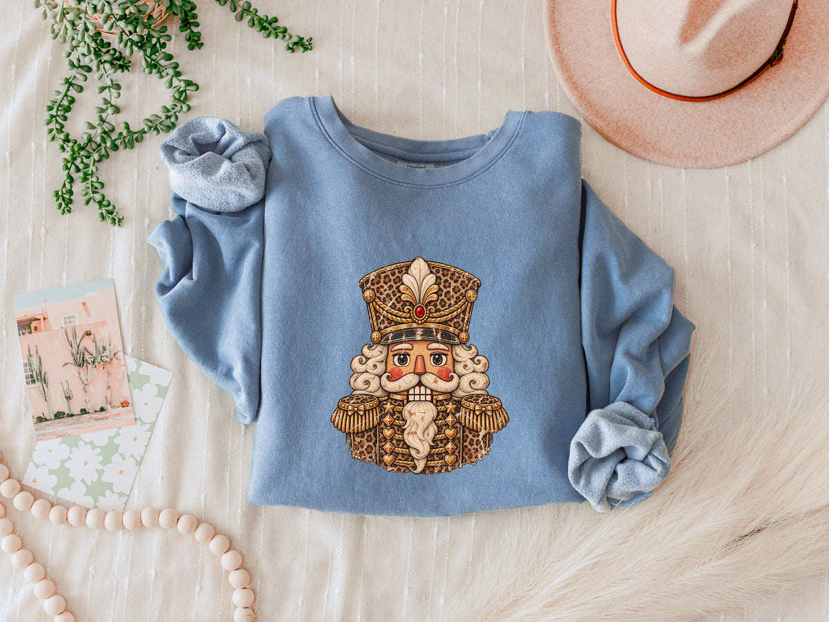 Merry Christmas Leopard Nutcracker Season Comfort Colors Sweatshirt