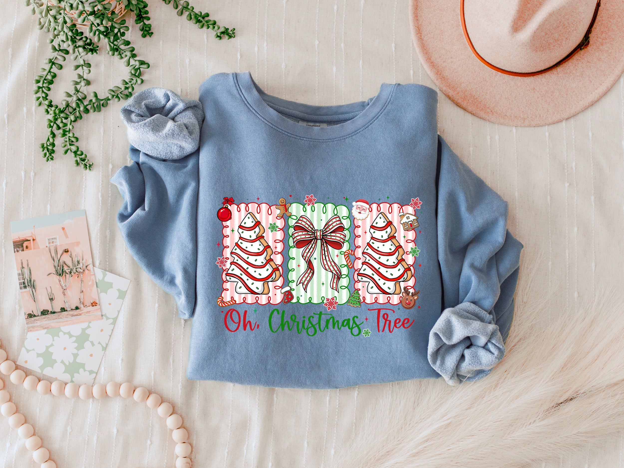 Merry Christmas Tree Holiday Winter Fall Inspirational Garment Dyed Comfort Colors Sweatshirt