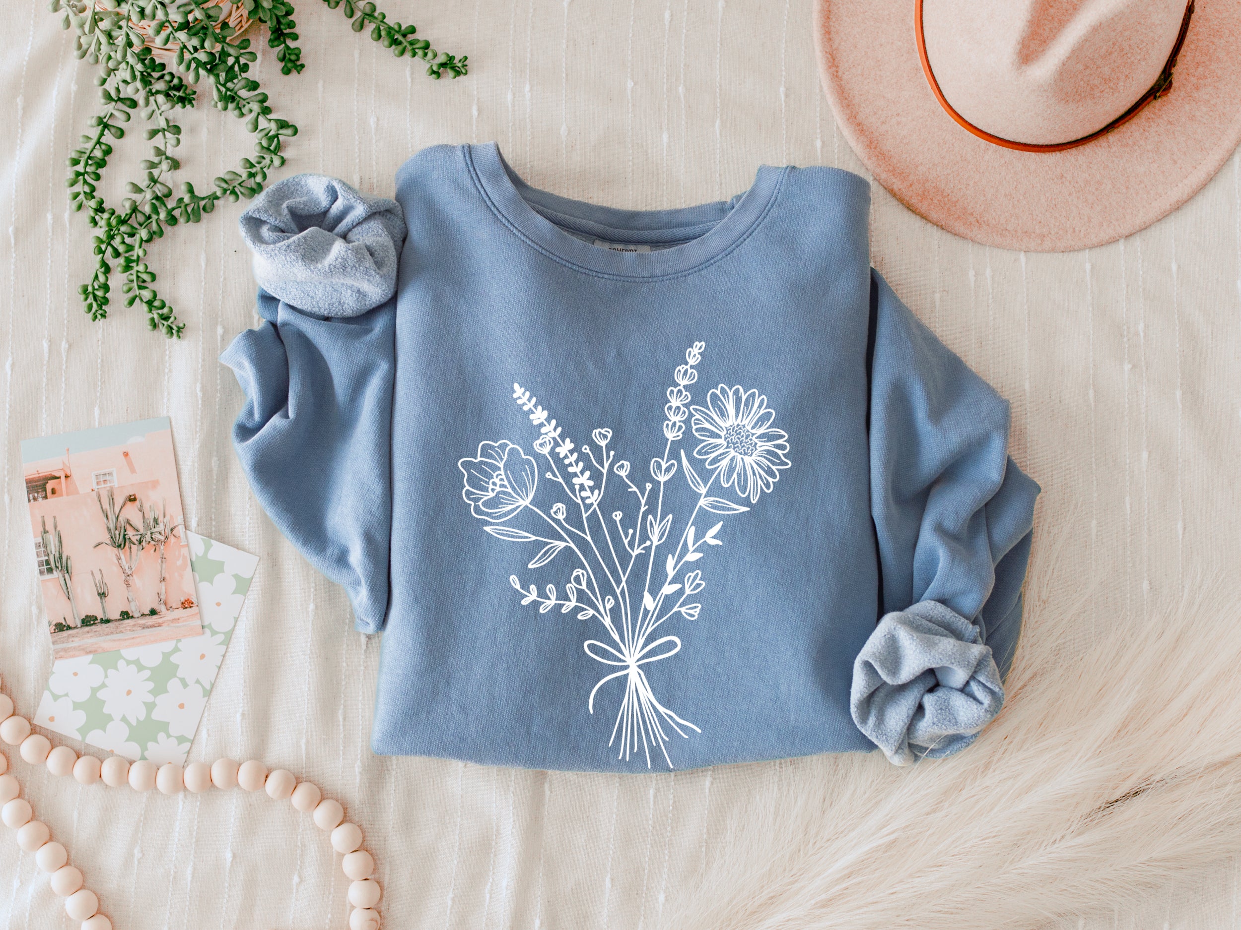 Wildflower Bouquet Plant Botanical Garment Dyed Comfort Colors Sweatshirt