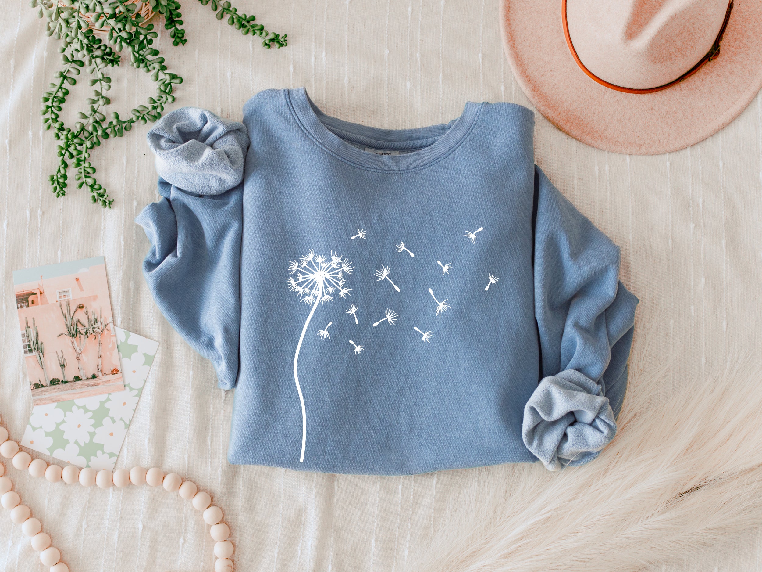 Dandelion Plant Botanical Garment Dyed Comfort Colors Sweatshirt