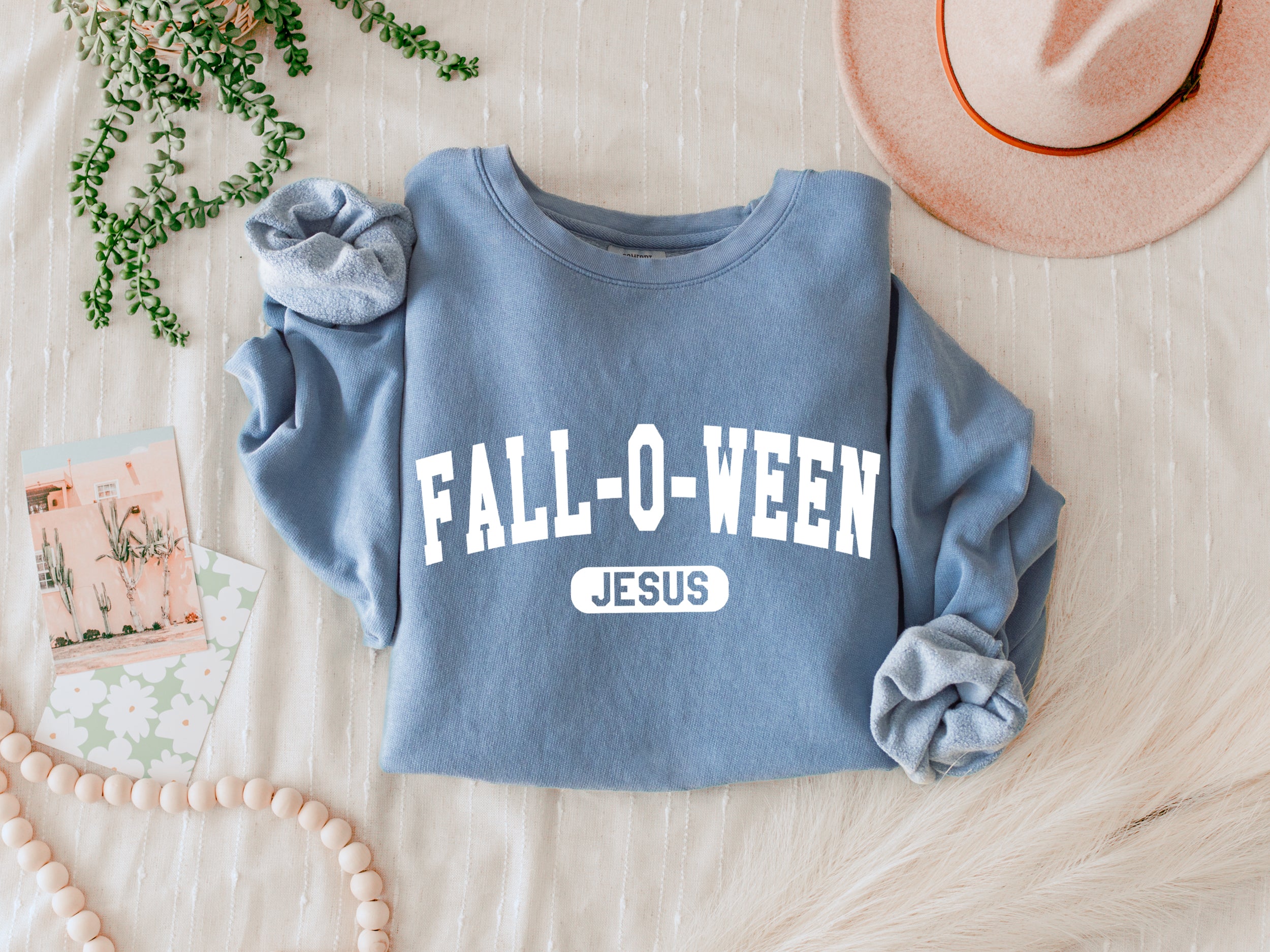 Christian Halloween Fall-o-ween Jesus Pumpkin Thanksgiving day Fall Inspirational Christian Garment Dyed Comfort Colors Sweatshirt