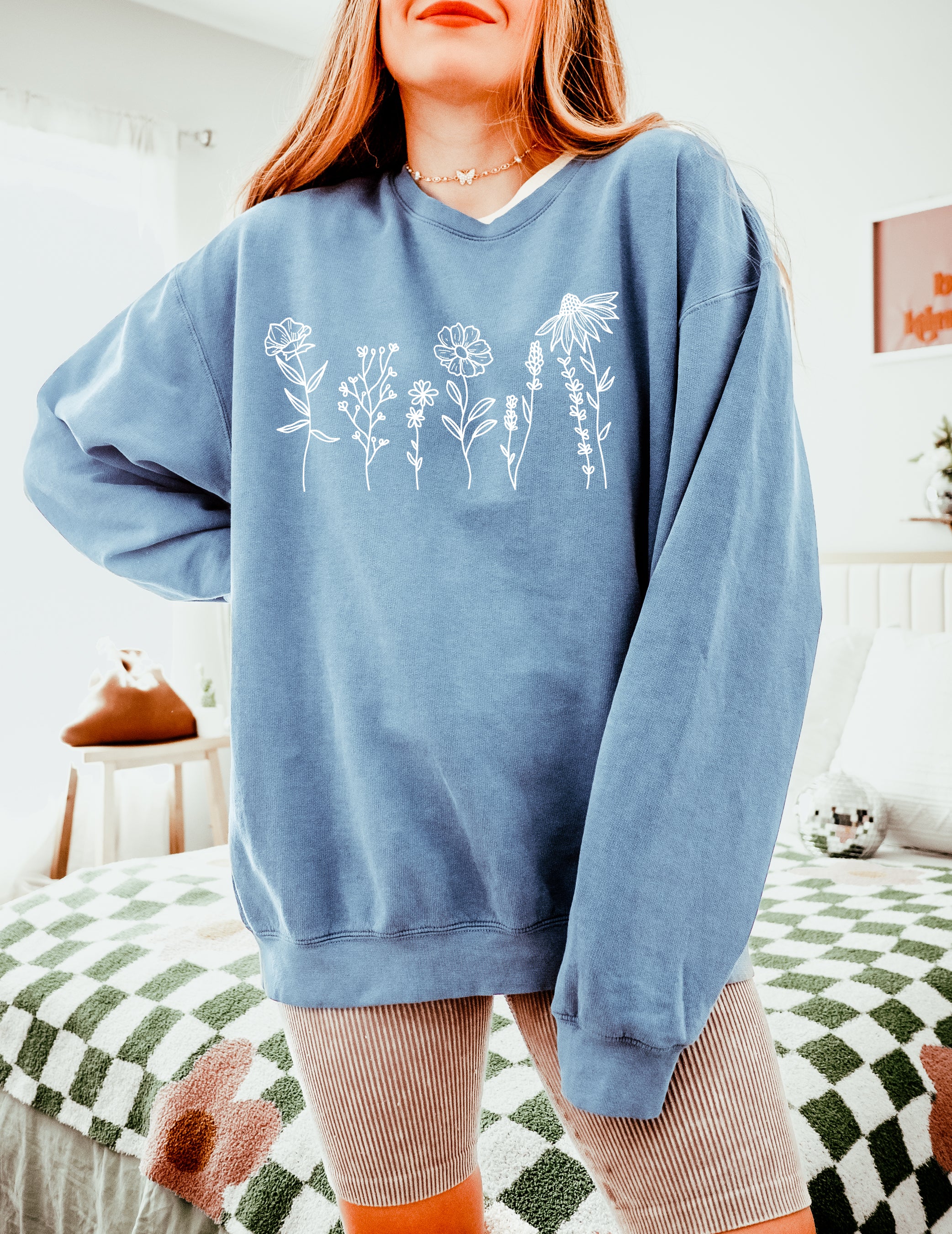 Wildflowers Botanical Garment Dyed Comfort Colors Sweatshirt