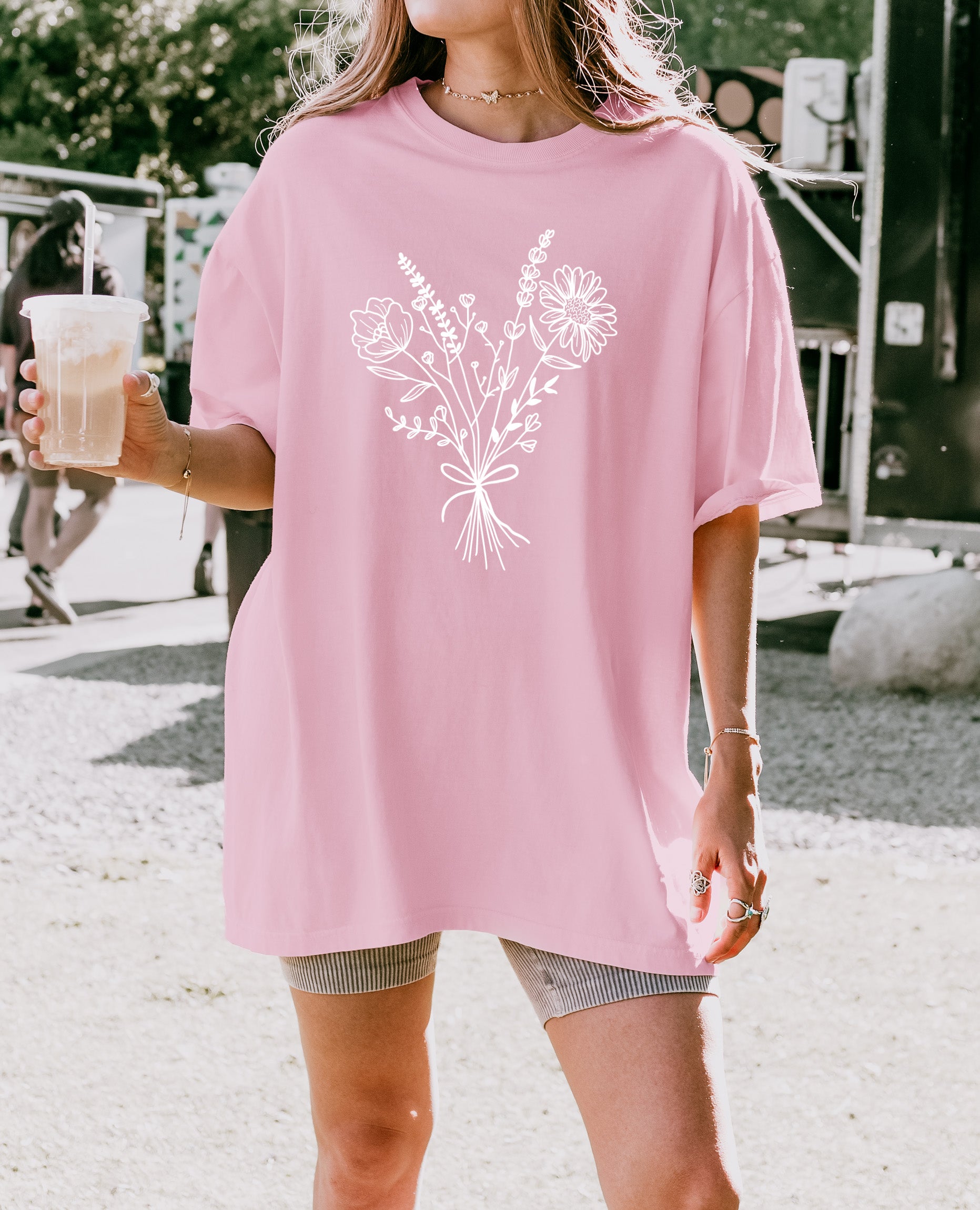 Botanical Bouquet Wildflowers Plant Nature Garment Dyed T Shirt