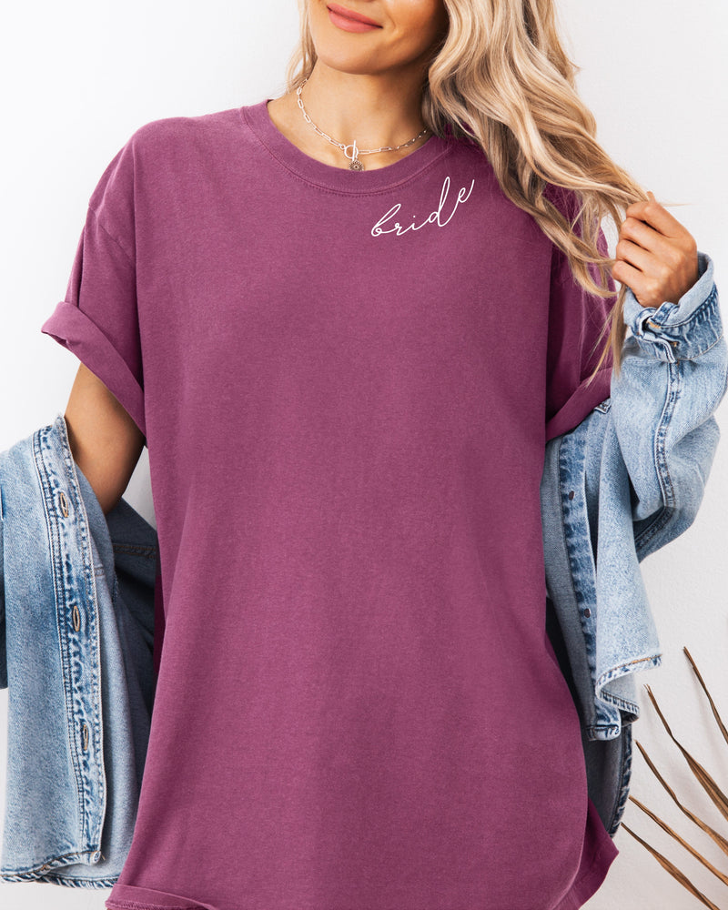 Bride Mrs Honeymoon Comfort Colors Garment Dyed T Shirt (Neck Around)