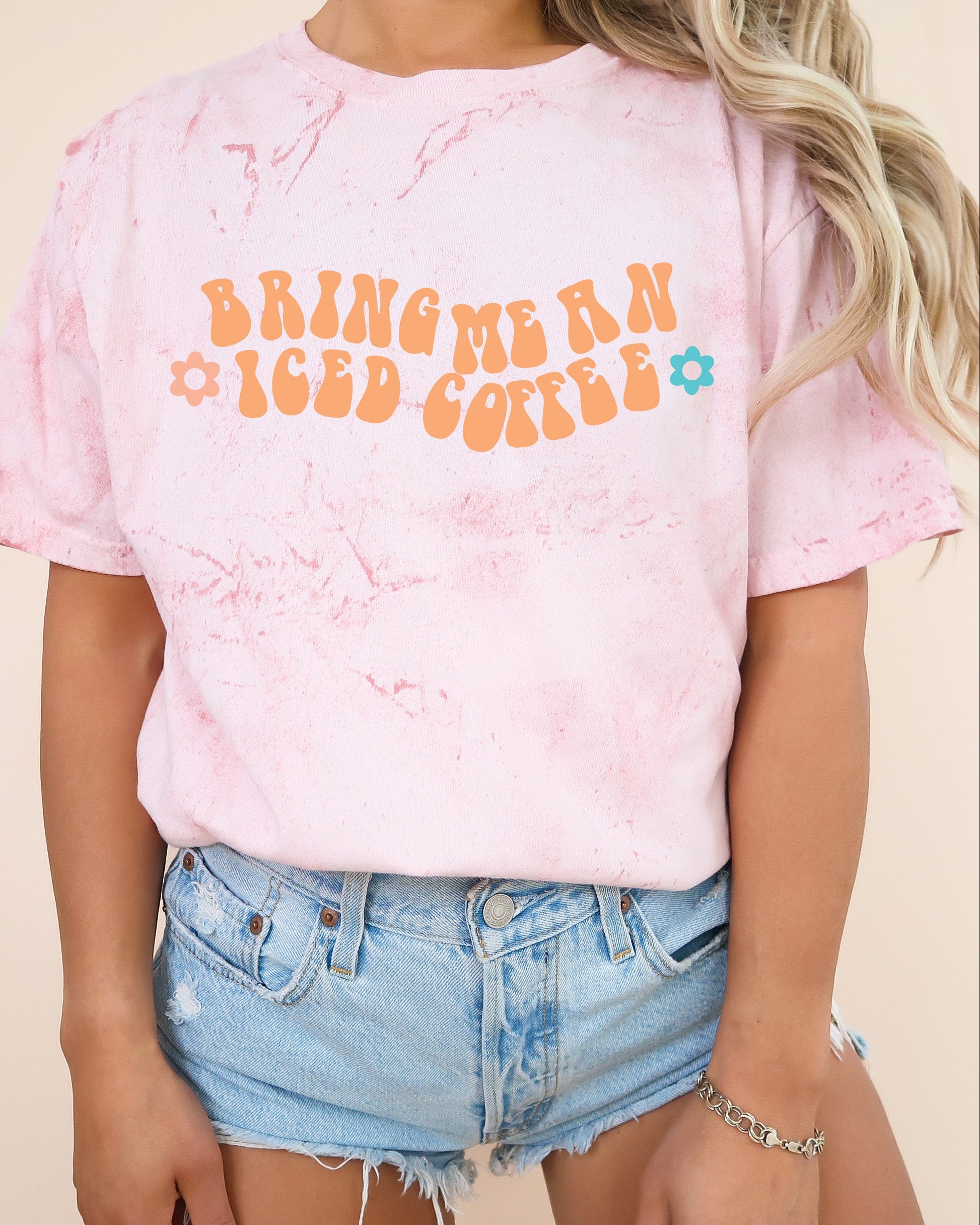 Bring me an Iced Coffee Latte Summer Garment Dyed T Shirt
