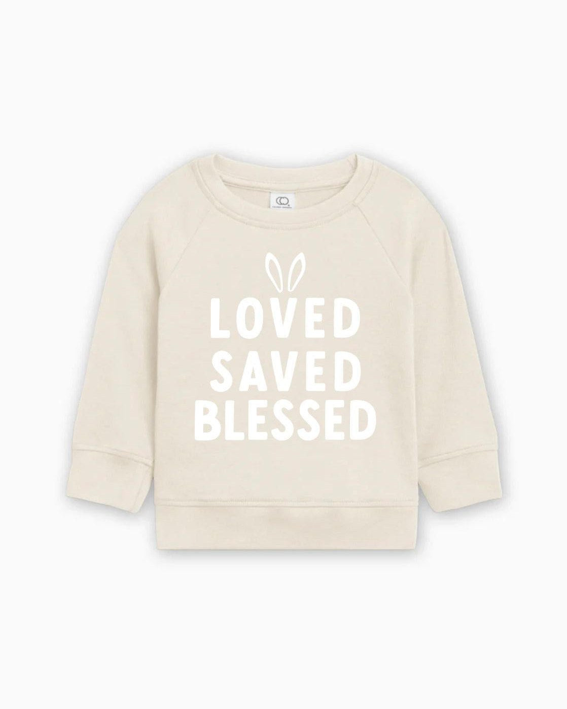 Bunny Loved Saved Blessed Easter Baby Toddler Organic Cotton Pullover