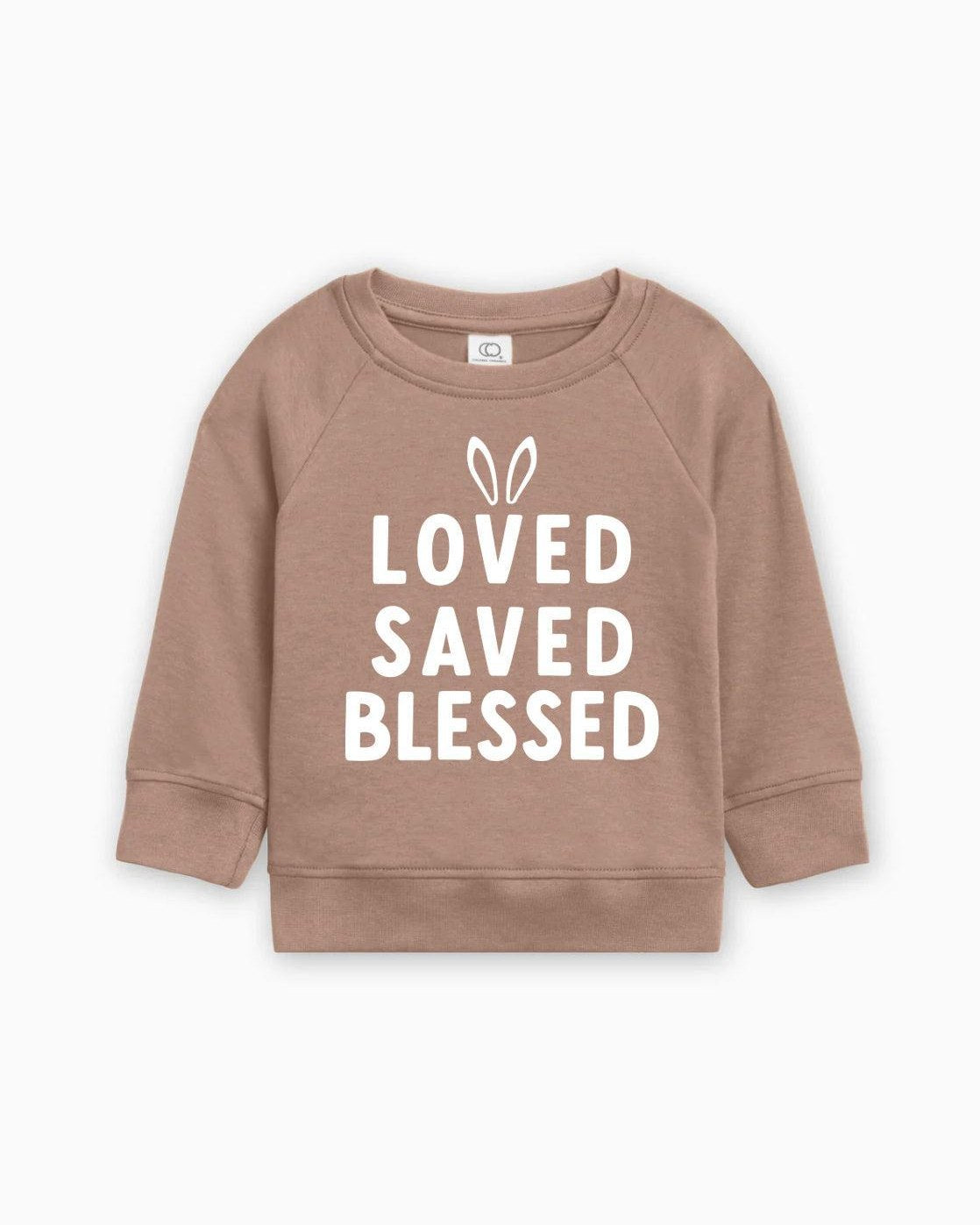 Bunny Loved Saved Blessed Easter Baby Toddler Organic Cotton Pullover