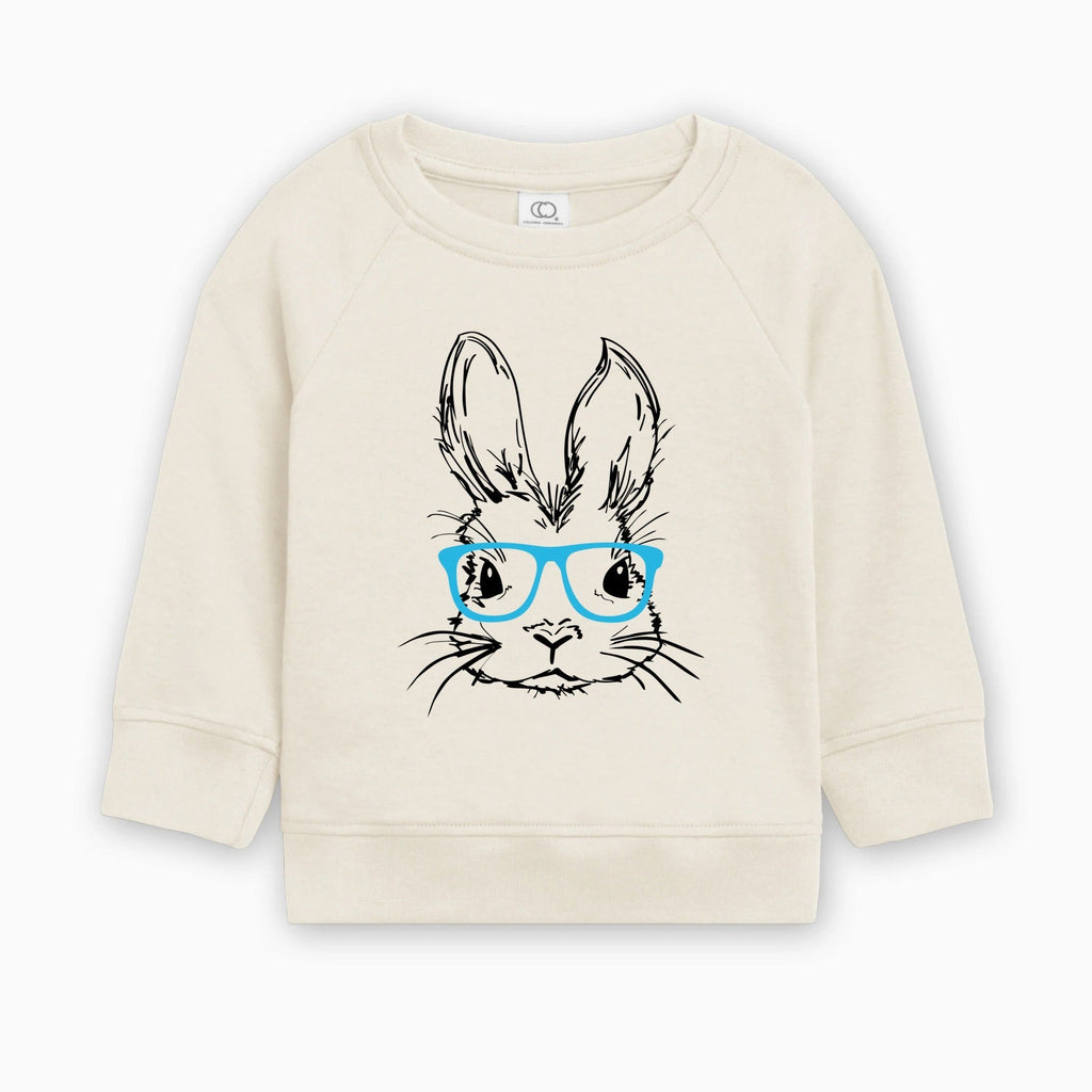Bunny With Blue Glasses Easter Organic Cotton Baby toddler Pullover