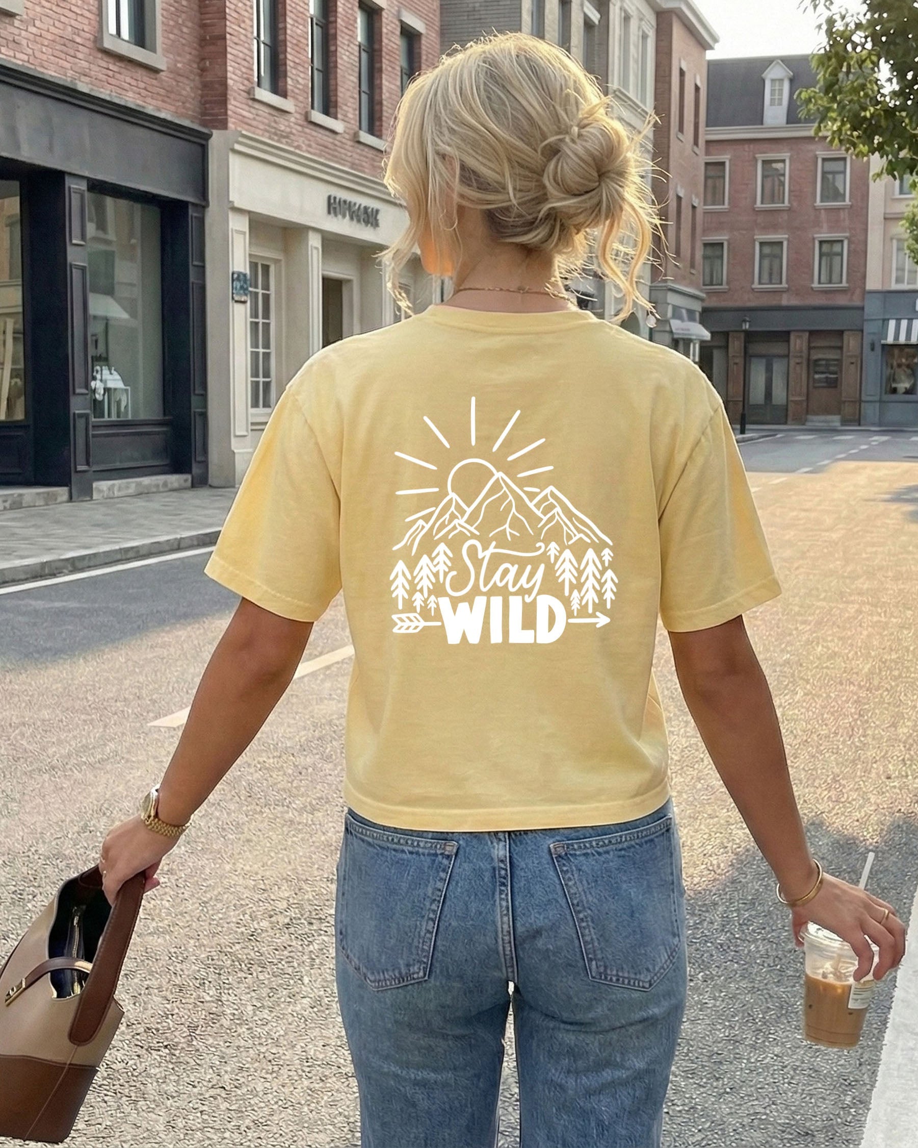 Stay Wild Garment Dyed Women’s Cropped T-Shirt – Camping Nature Hiking