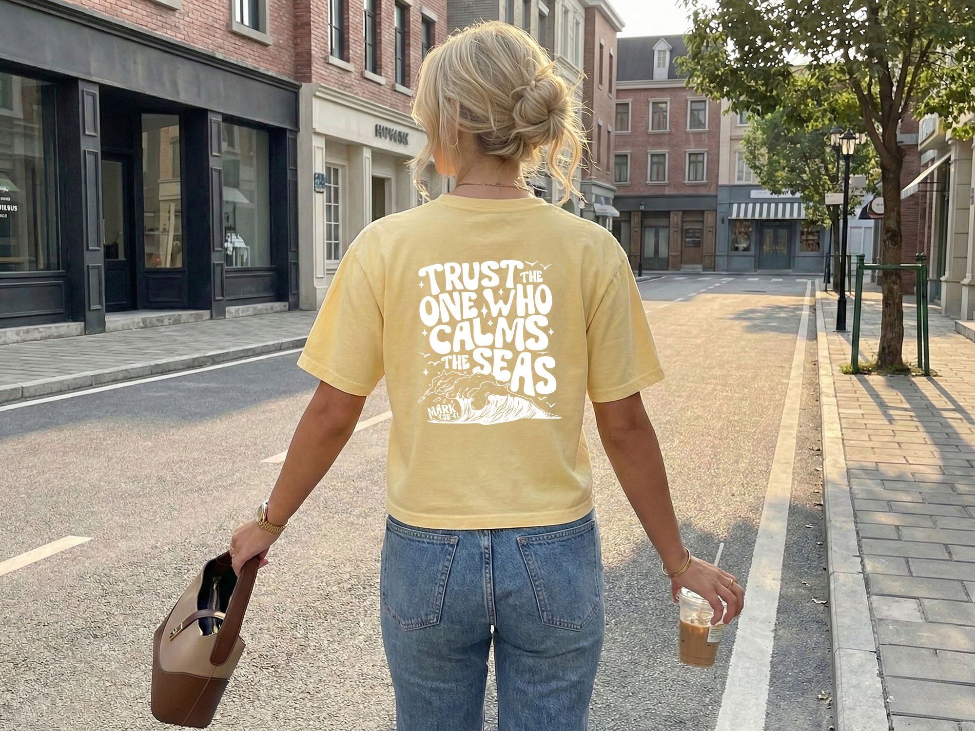 Christian Trust the one Who calms the Sea Mark Bible Garment Dyed Women’s Cropped T-Shirt Comfort Colors