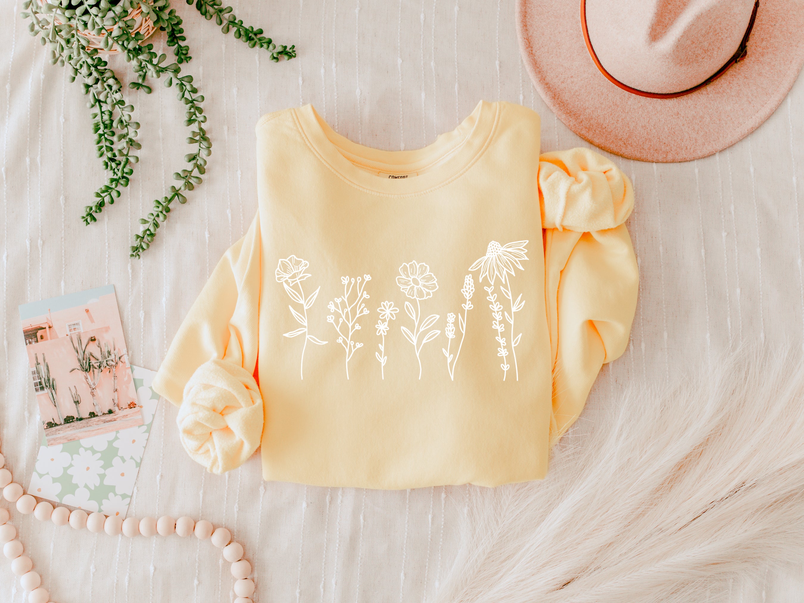 Wildflowers Botanical Garment Dyed Comfort Colors Sweatshirt