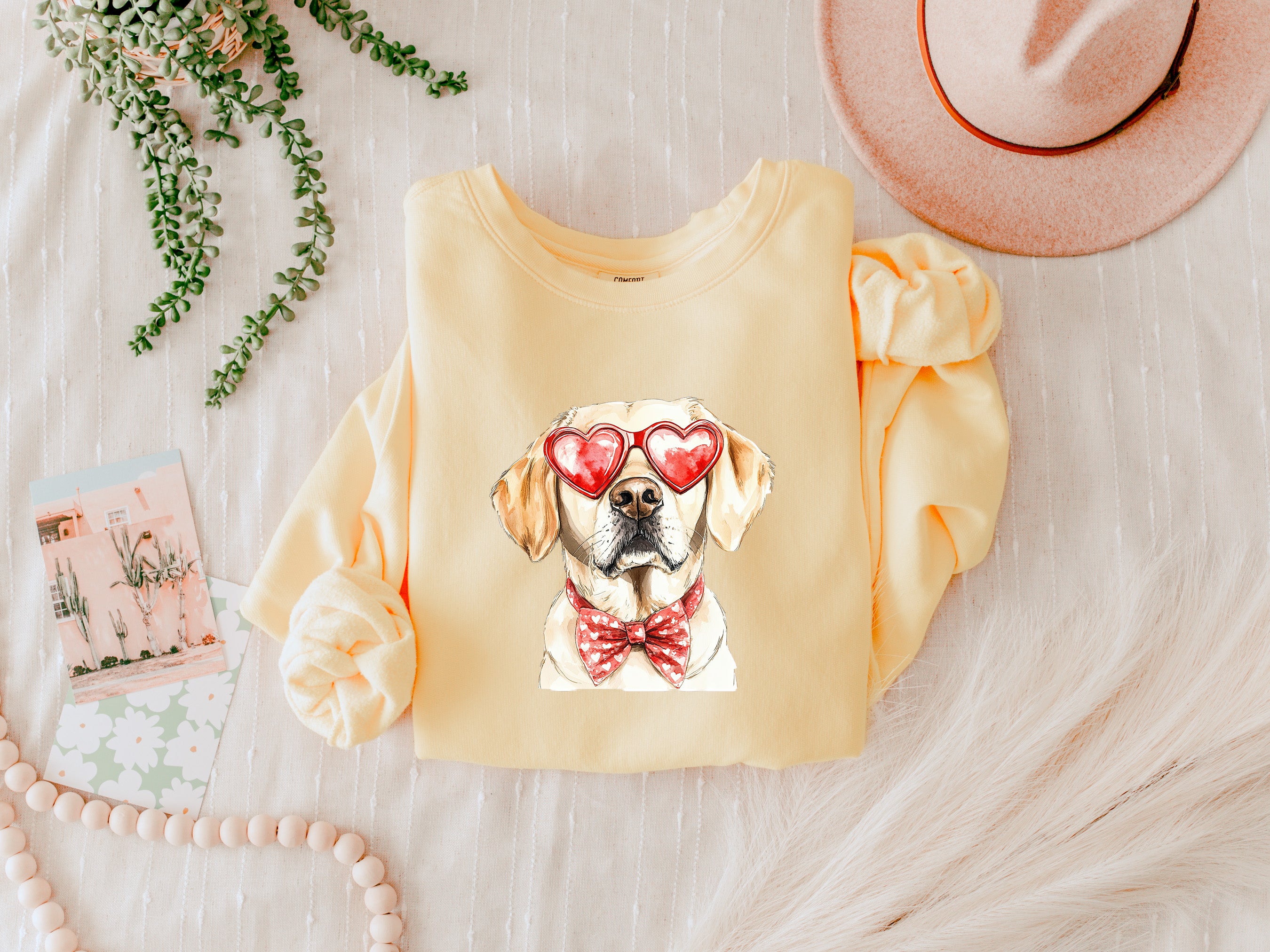 Yellow Labrador Retriever Valentine's day Dog Mom Garment Dyed Comfort Colors Sweatshirt