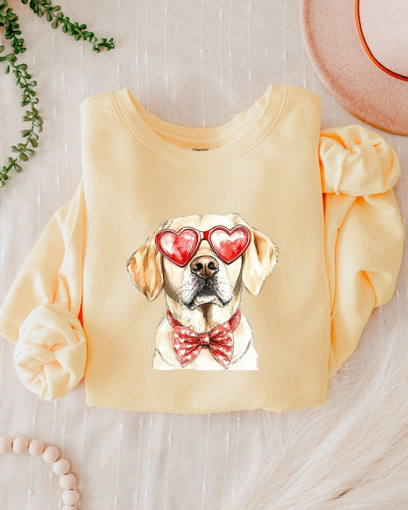 Yellow Labrador Retriever Valentine's day Dog Mom Garment Dyed Comfort Colors Sweatshirt