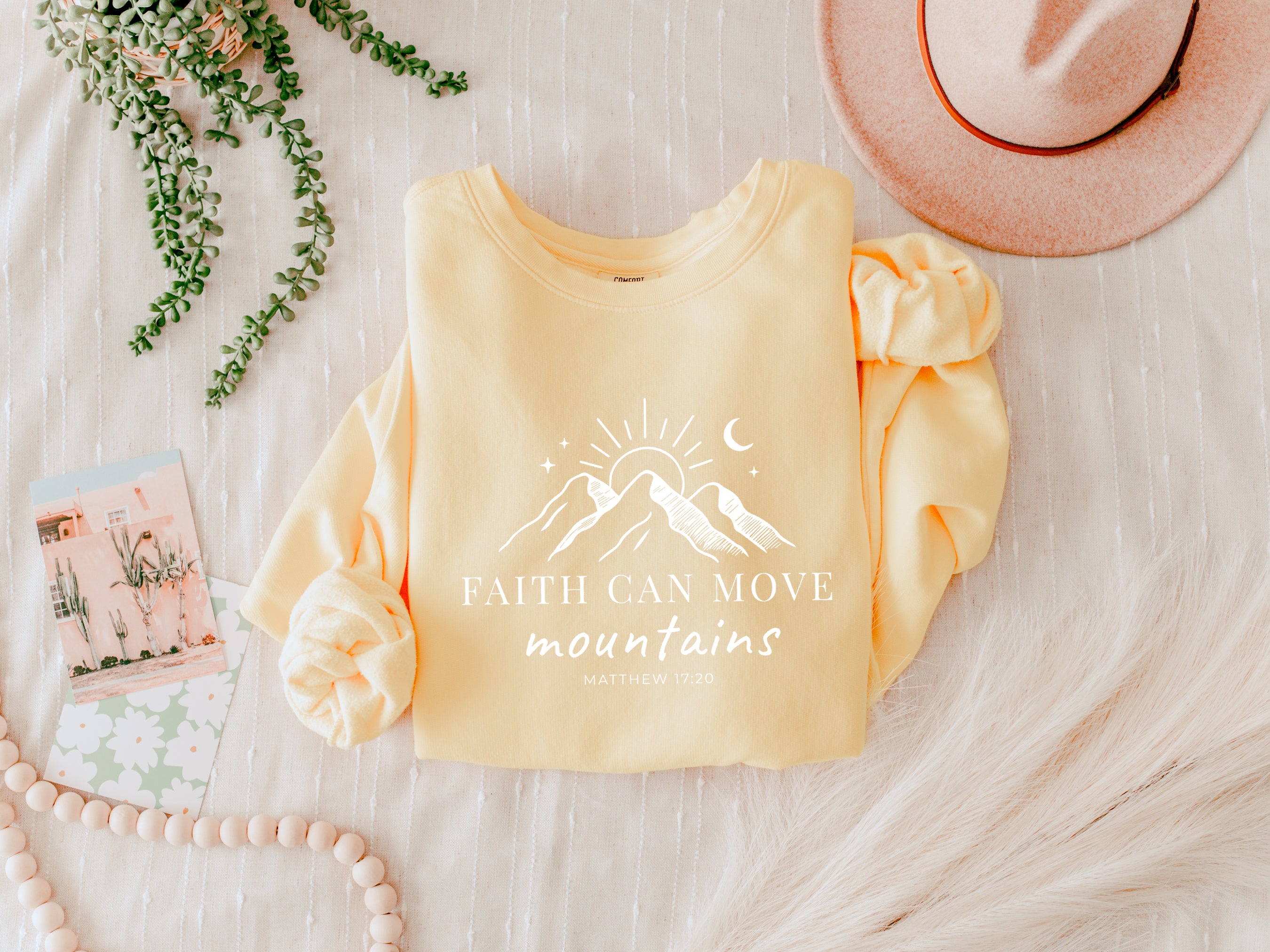 Faith Can Move Mountains Christian Garment Dyed Comfort Colors Sweatshirt (3)