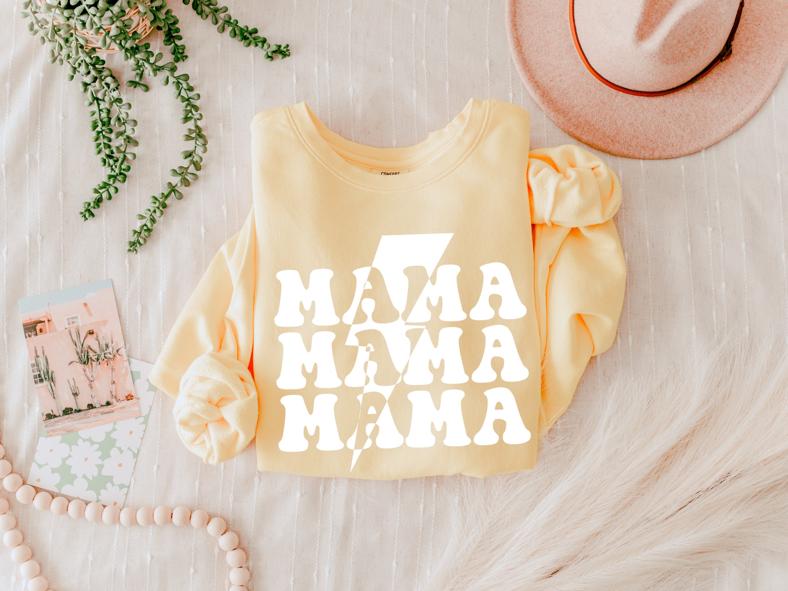 Mama Lightning Garment Dyed Comfort Colors Sweatshirt