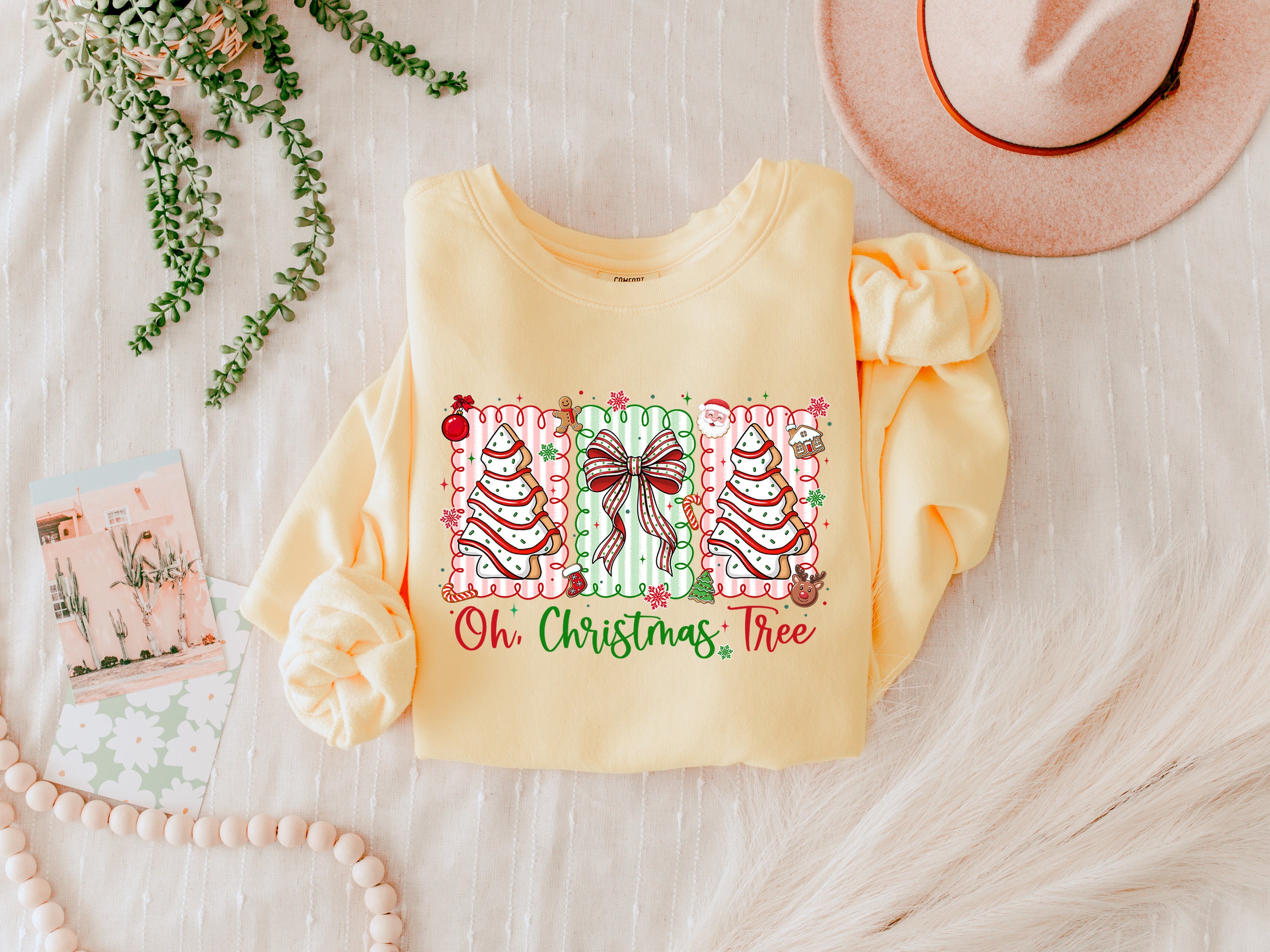 Merry Christmas Tree Holiday Winter Fall Inspirational Garment Dyed Comfort Colors Sweatshirt