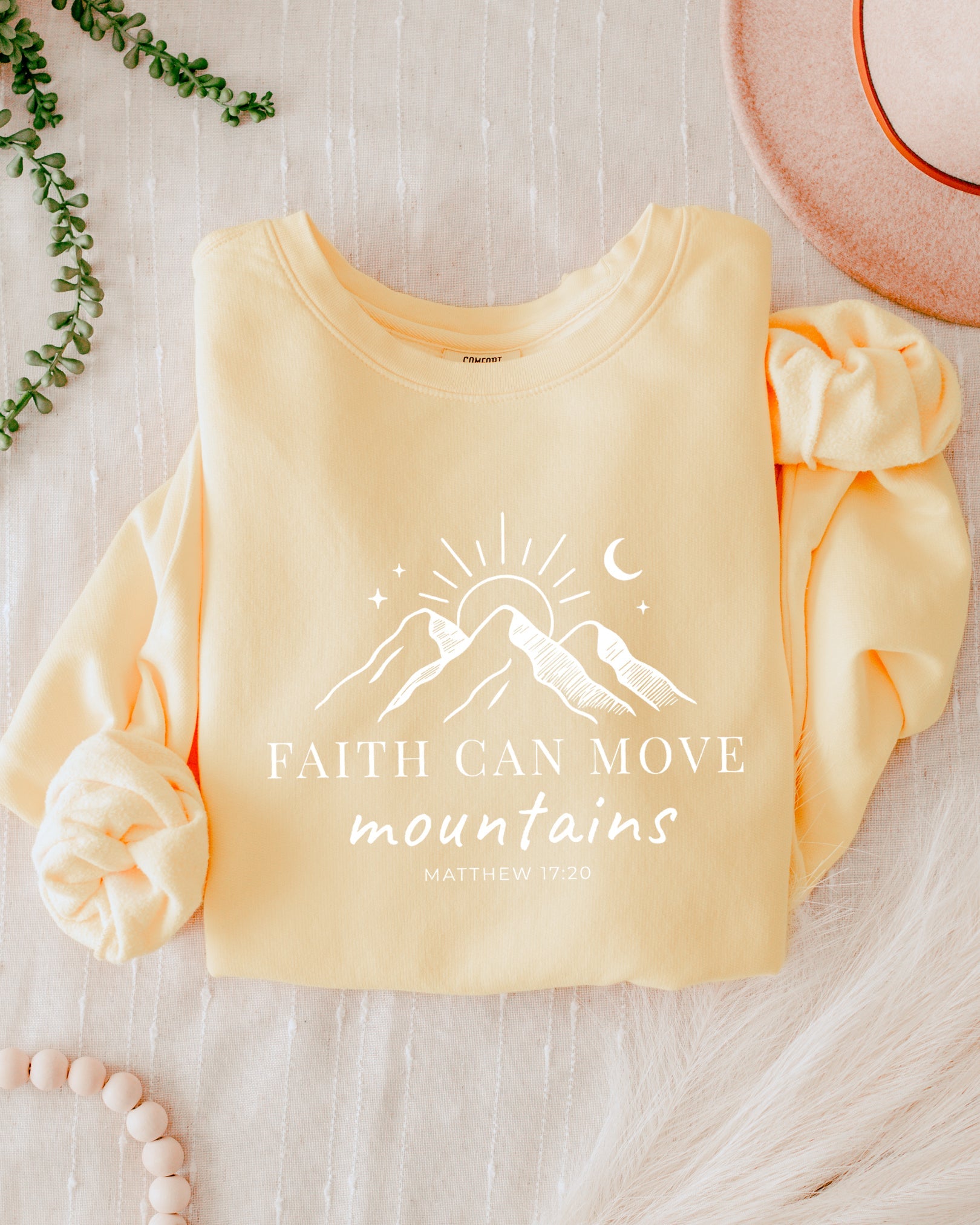Faith Can Move Mountains Christian Garment Dyed Comfort Colors Sweatshirt (3)