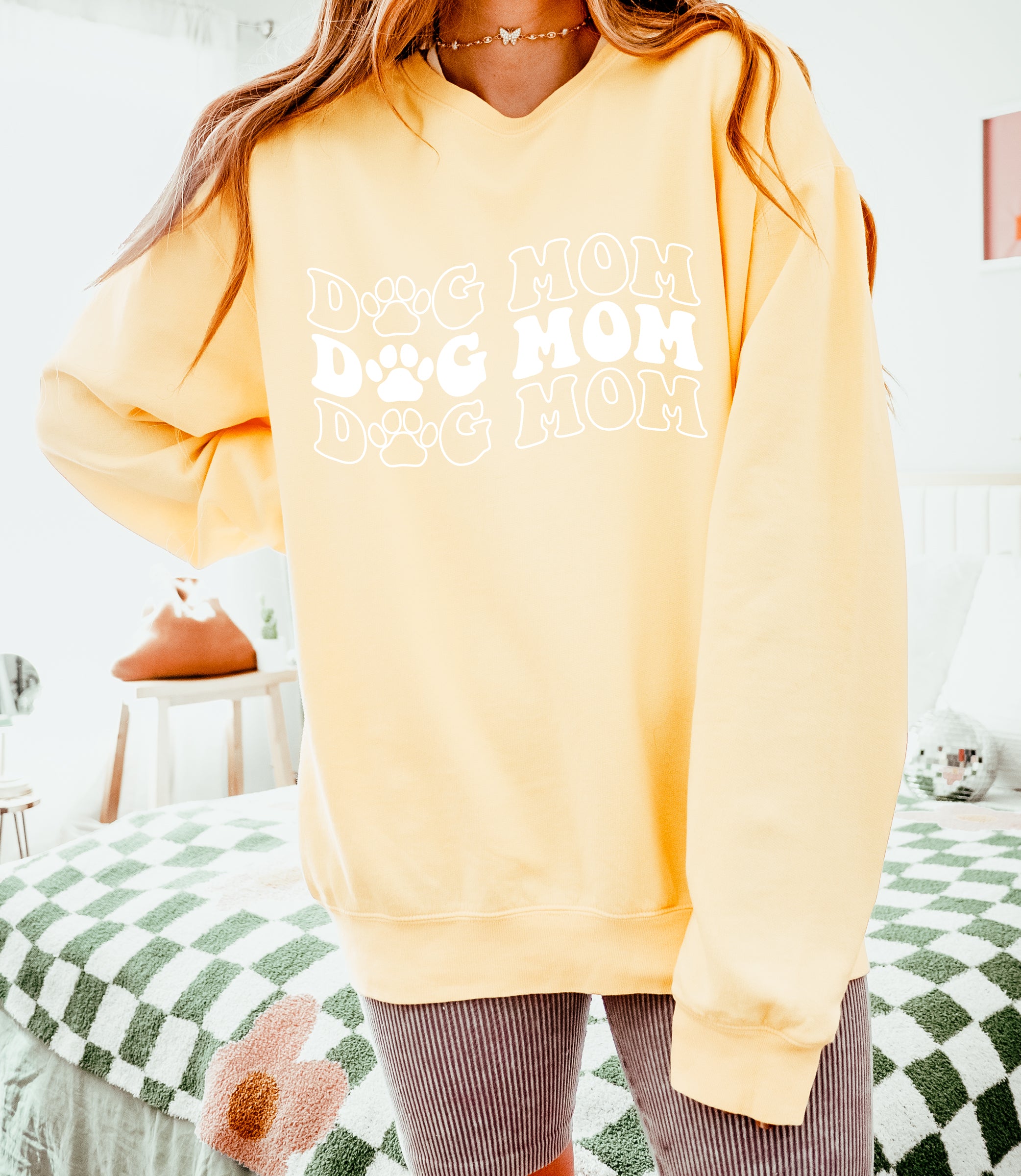 Dog mom Garment Dyed Comfort Colors Sweatshirt (Groovy)