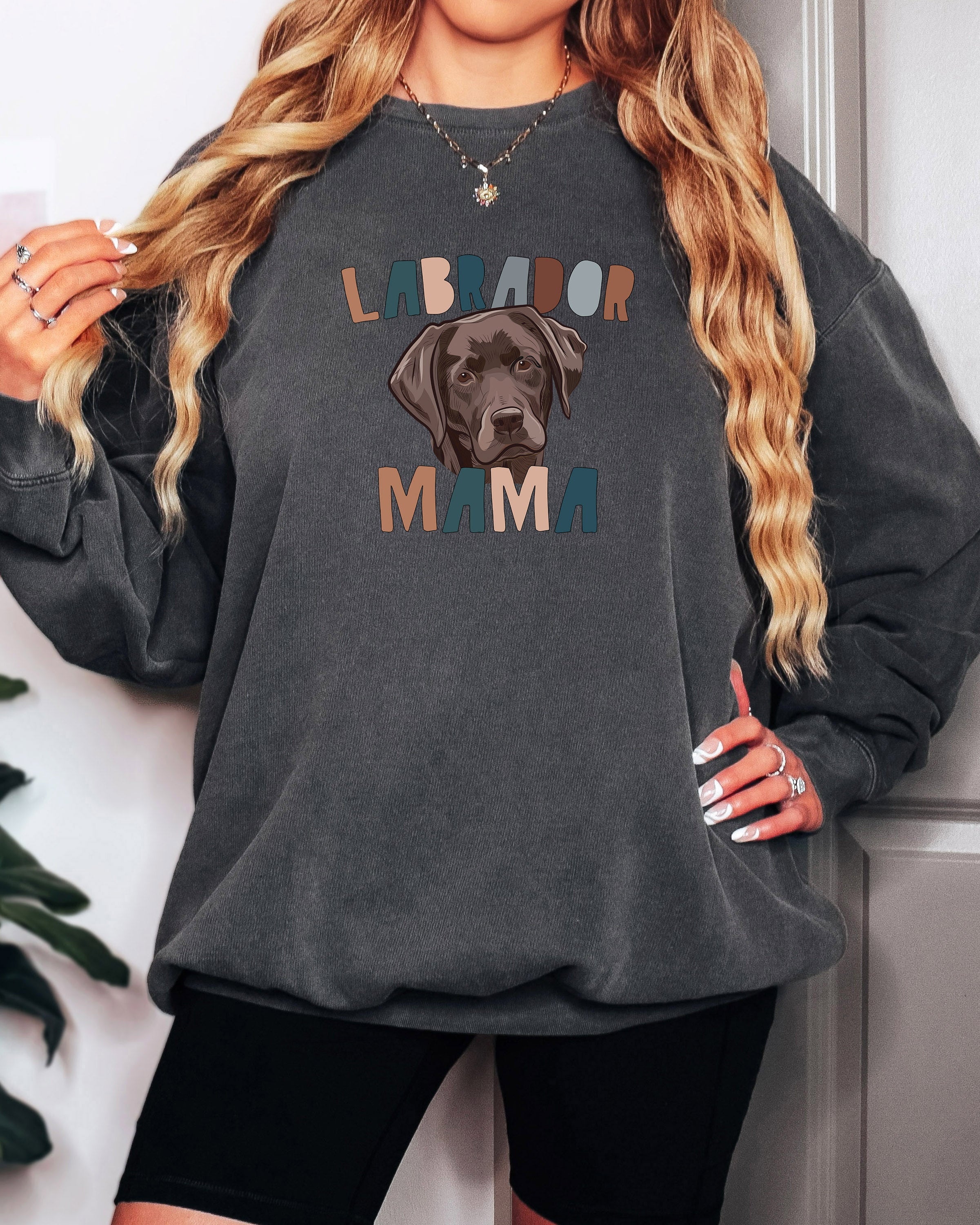Chocolate Labrador Retriever Dog Mom Garment Dyed Comfort Colors Sweatshirt (Color)
