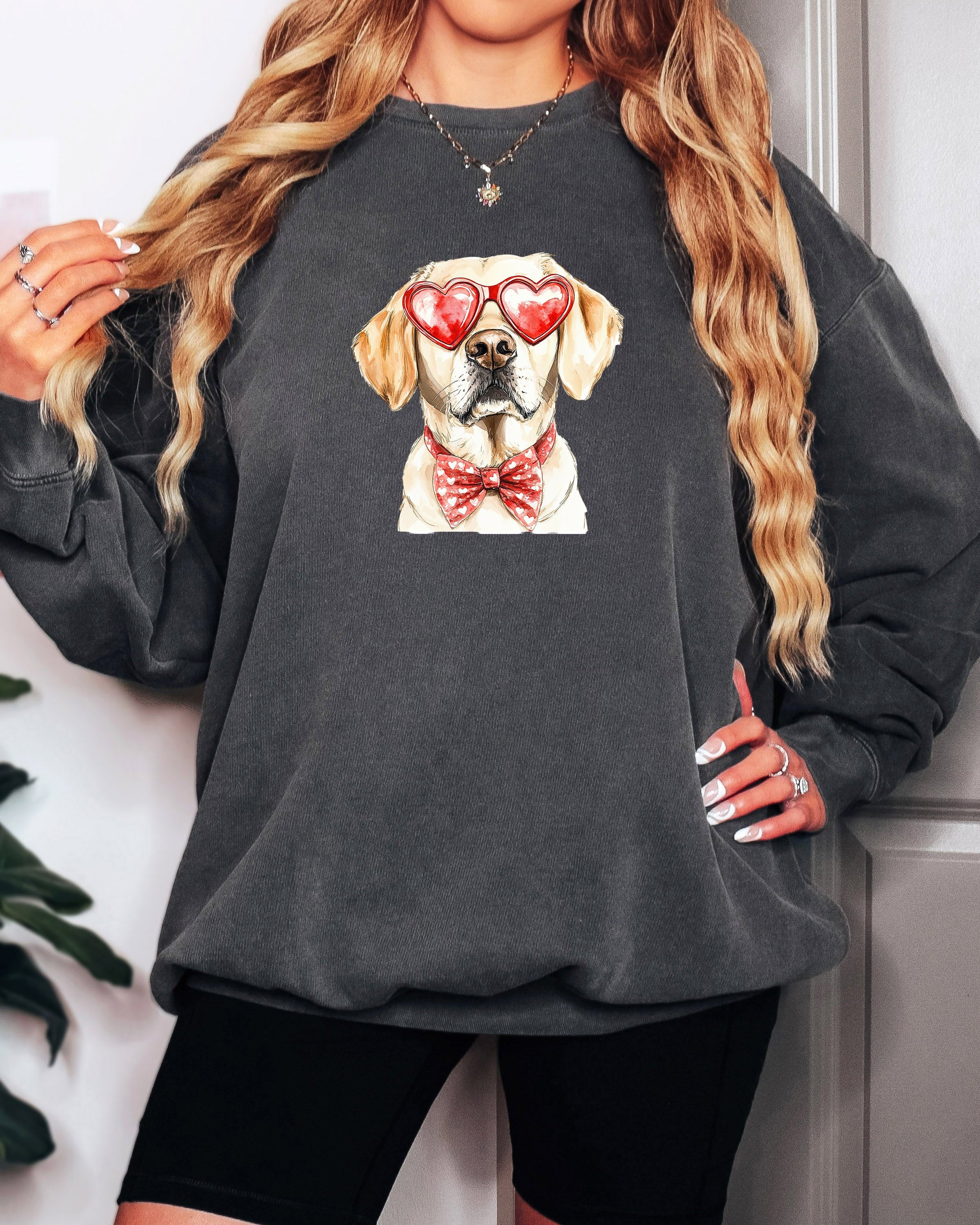 Yellow Labrador Retriever Valentine's day Dog Mom Garment Dyed Comfort Colors Sweatshirt