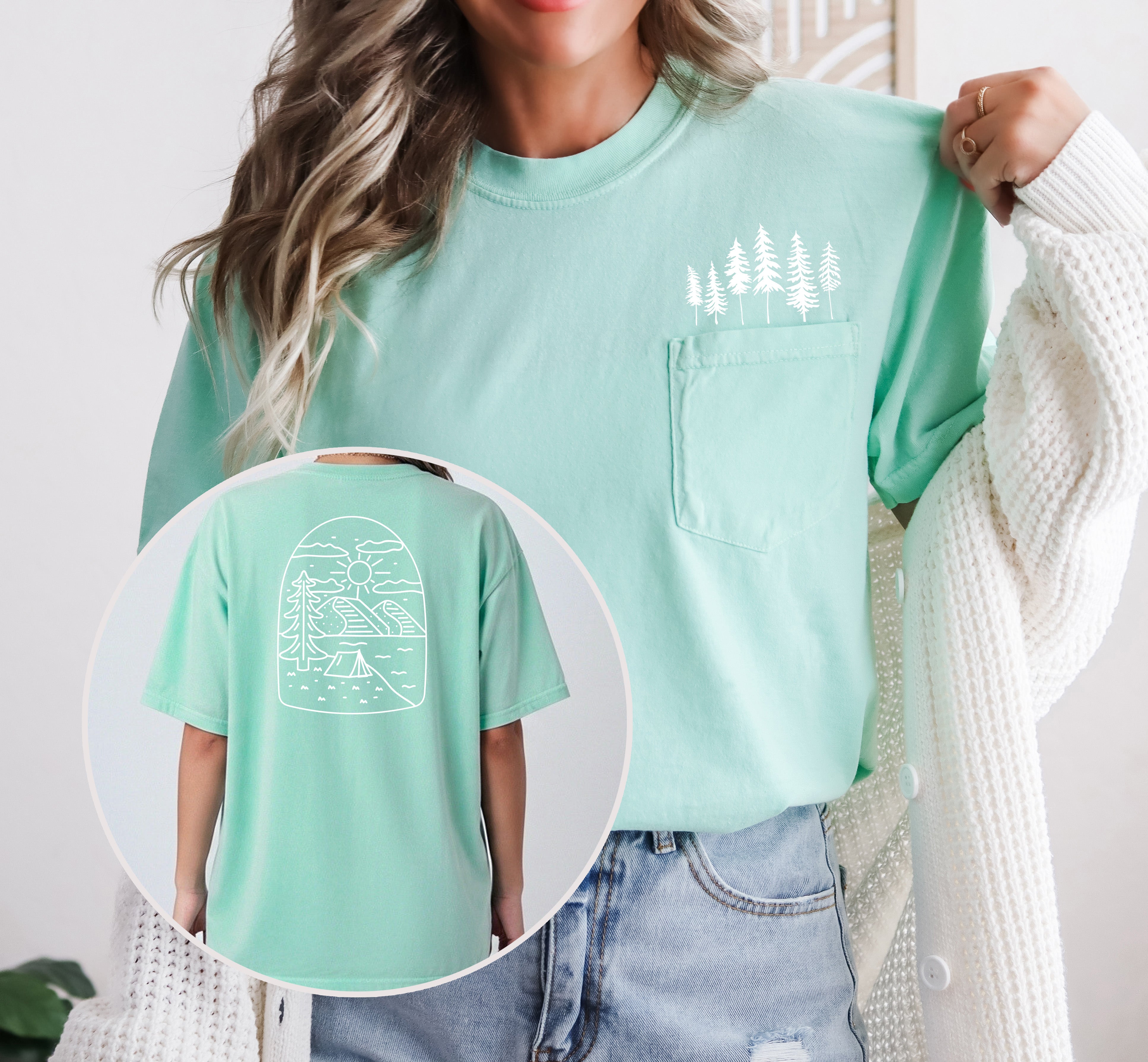 Camping Nature 100% cotton Comfort Colors Pocket T-Shirt – Outdoor Graphic Tee