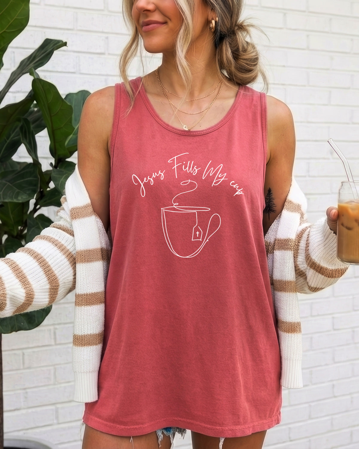 Jesus Fills my cup Christian Comfort Colors Tank Top Faith Bible